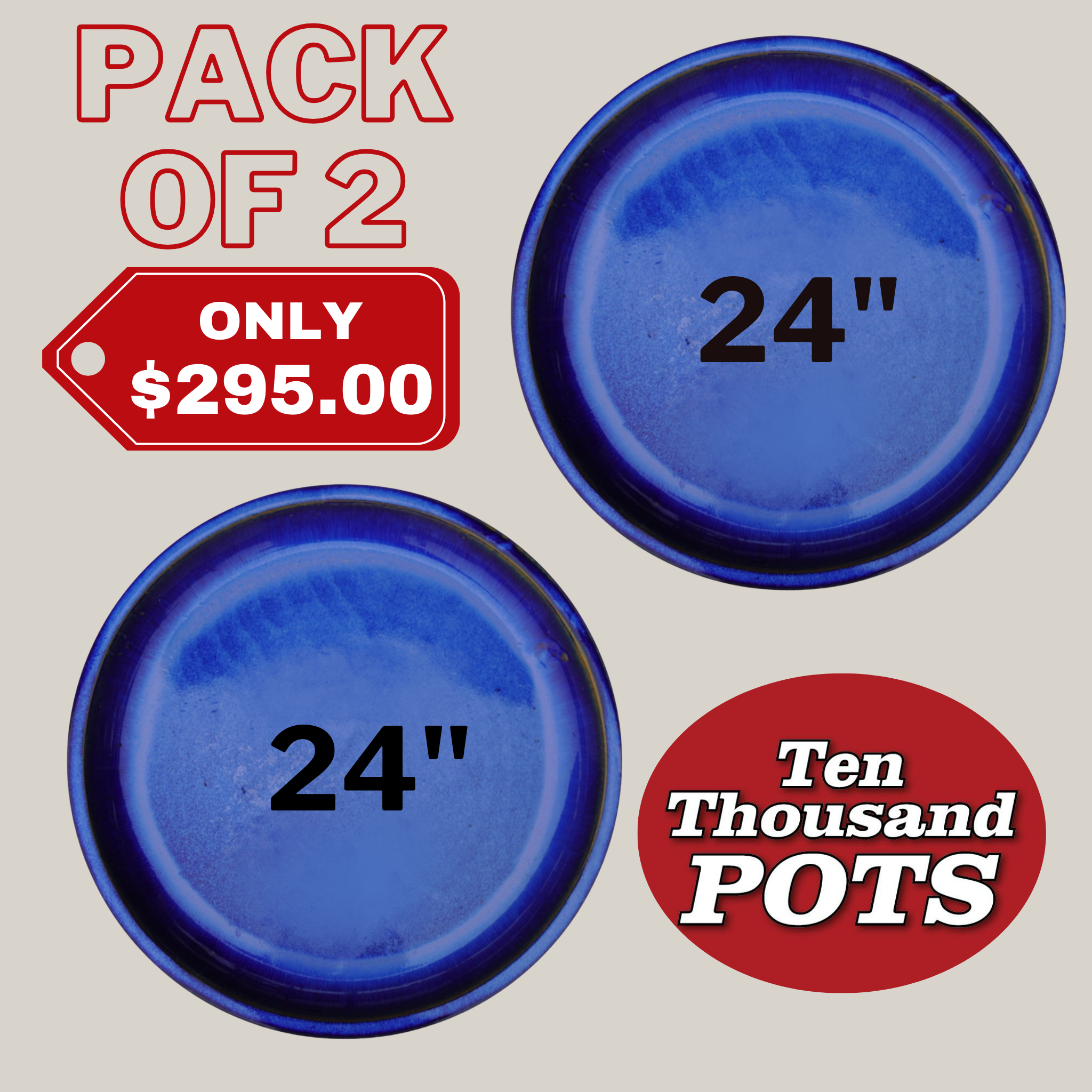 6135H47FS - Round | Blue Ceramic Plant Saucer | High Fired Ecofriendly Clay - Sizes 8"-24"