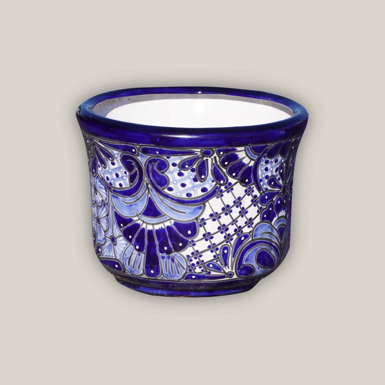 Flared Rim Talavera Planter - Ten Thousan Pots - blue