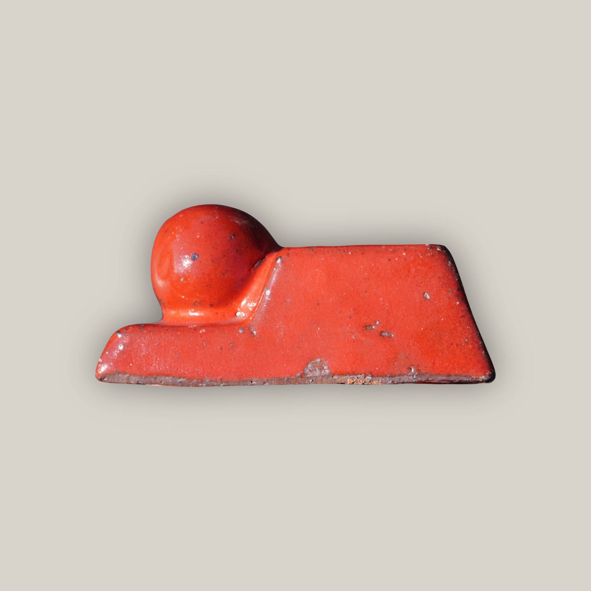 Bright Red Ceramic Bari Pot Feet - Ten Thousand Pots - side