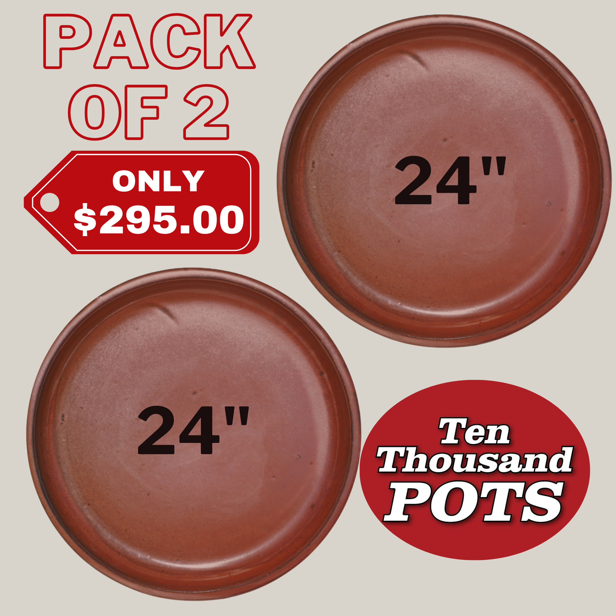 6135H42FS - Round | Copper Red Ceramic Plant Saucer | High Fired Ecofriendly Clay - Sizes 8"-24"