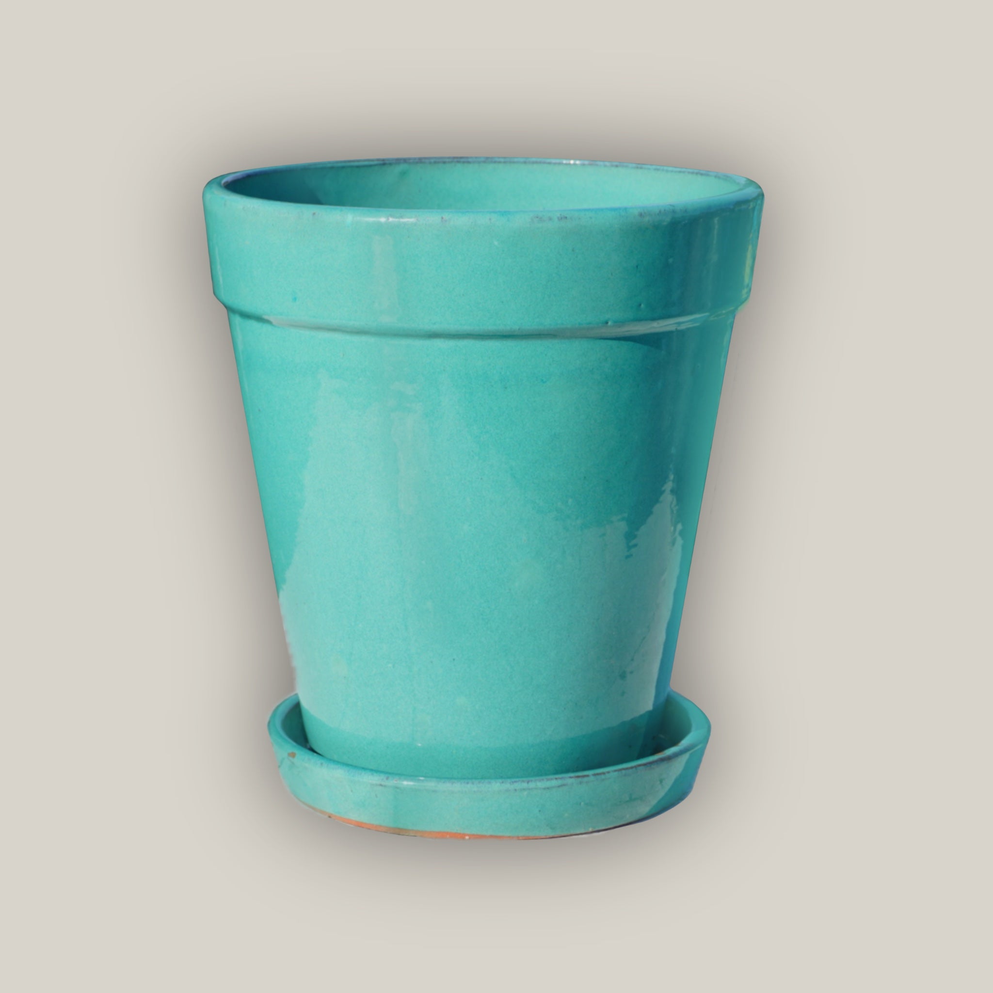 ceramic flower pot with saucer Copper Chun Round Ceramic Planter with Saucer