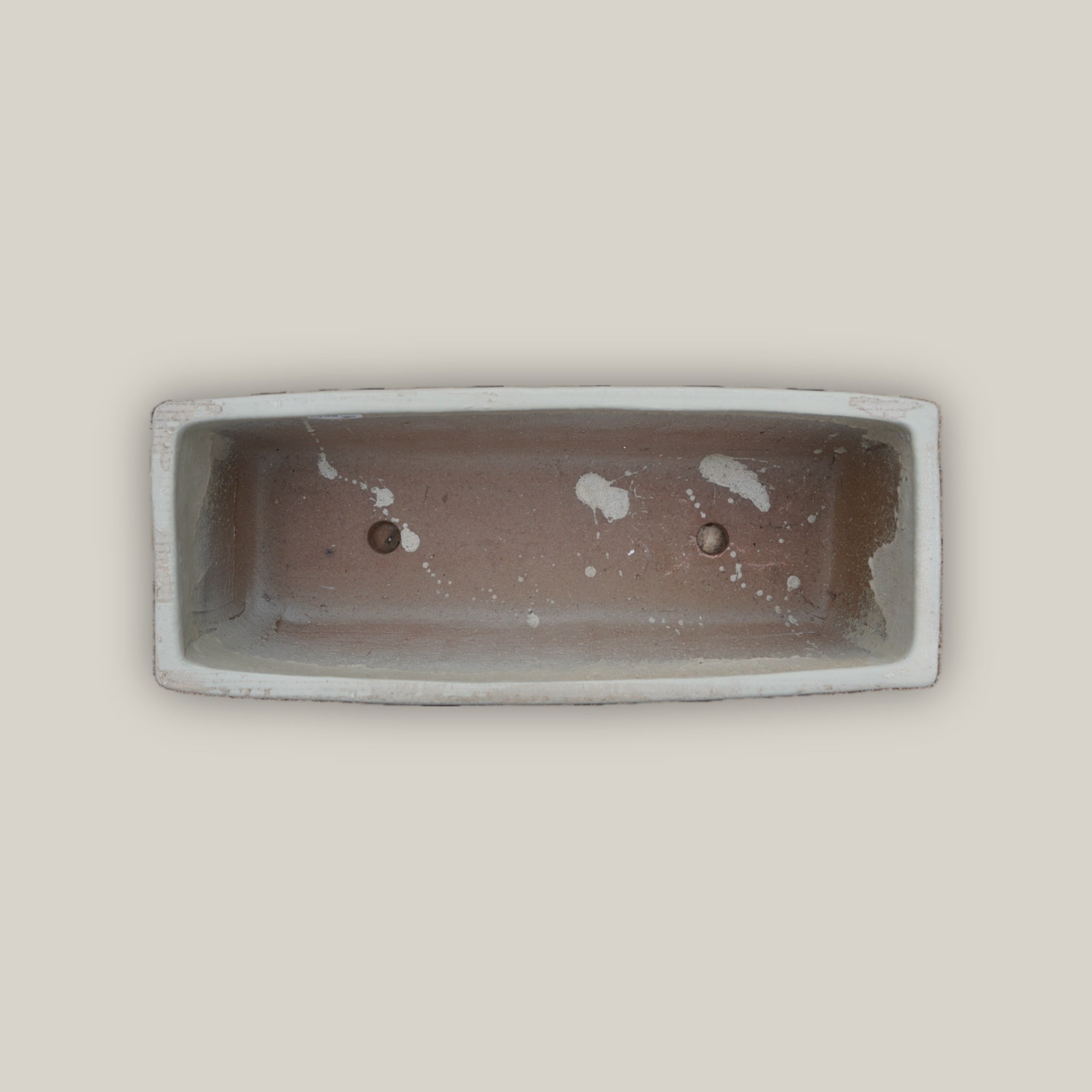 Top view of Rectangular cream ceramic planter
