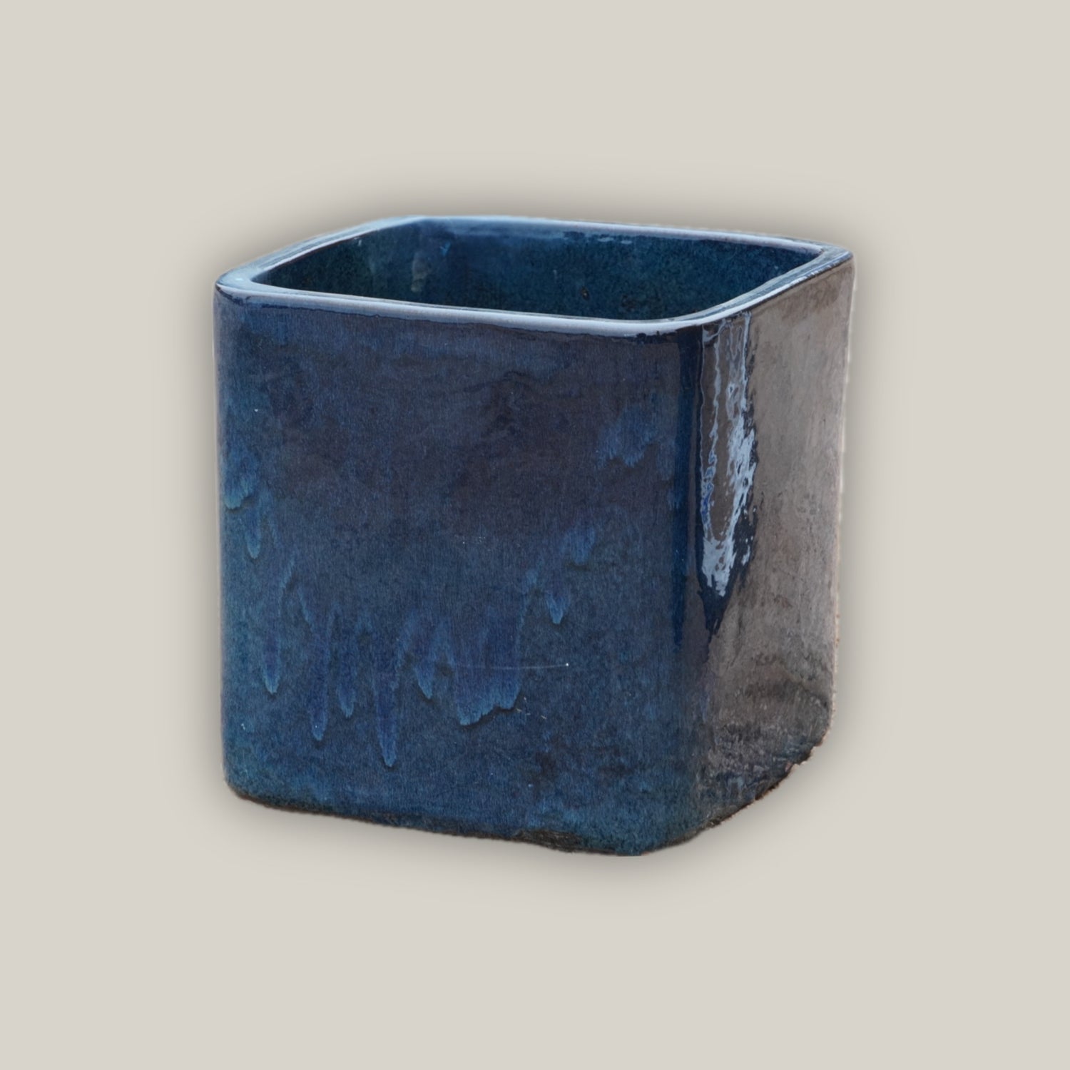 294M20 - Double Blue Ceramic Cubed Flowerpot