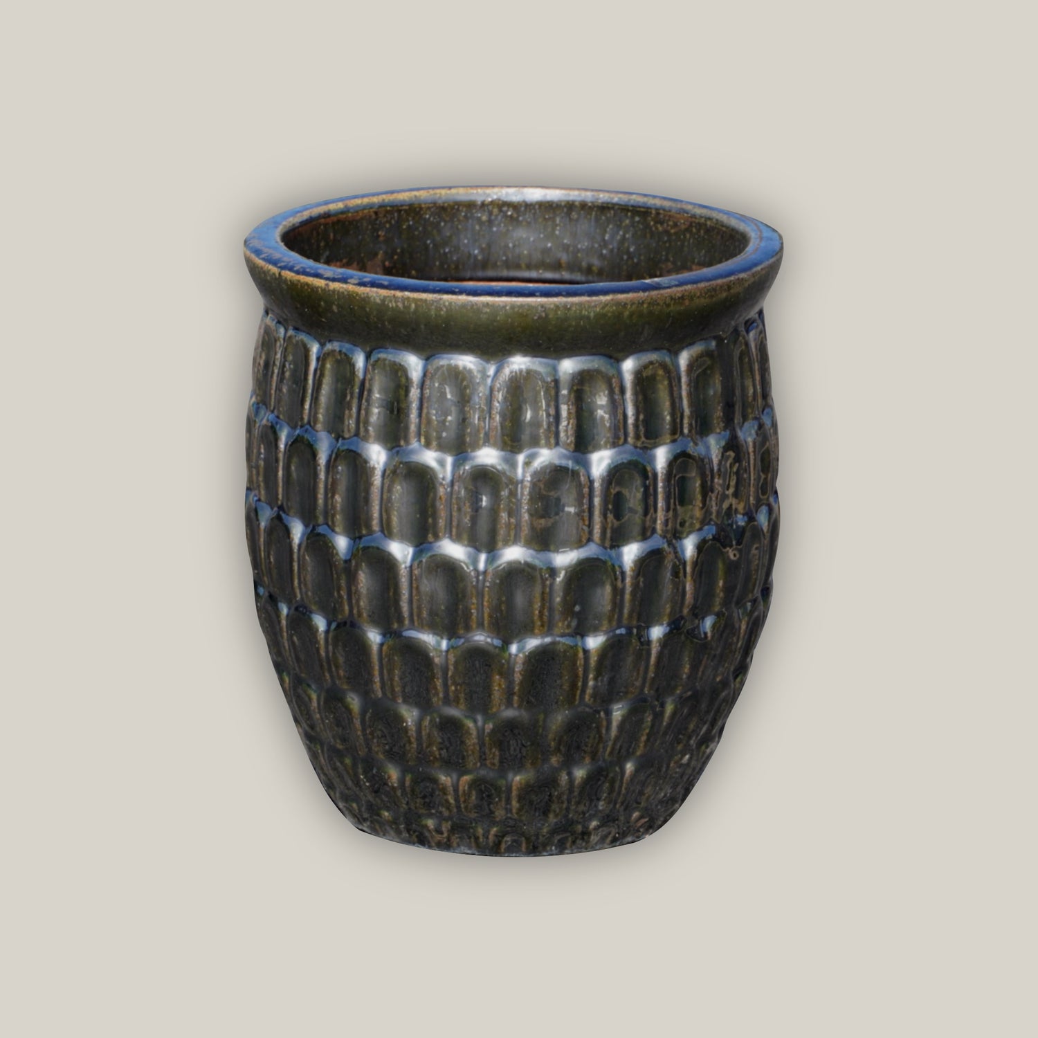 6051H34 - Glossy Black Dragon Scale Pot
