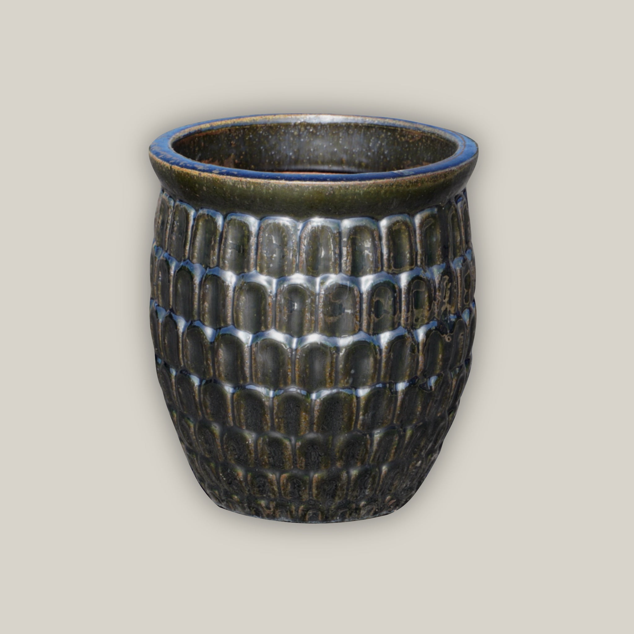 6051H34 - Glossy Black Dragon Scale Pot