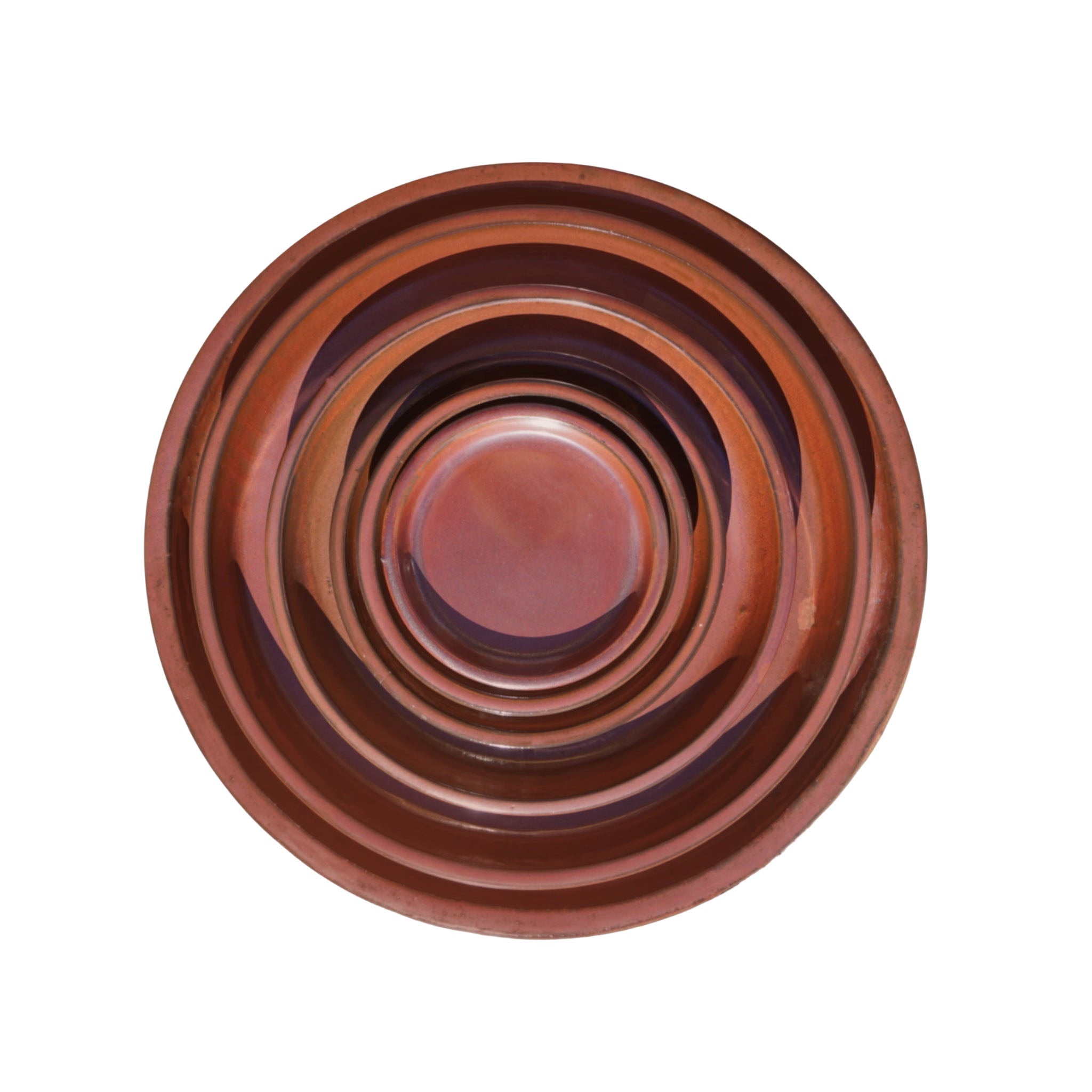 Round Copper Red Ceramic Plant Saucer