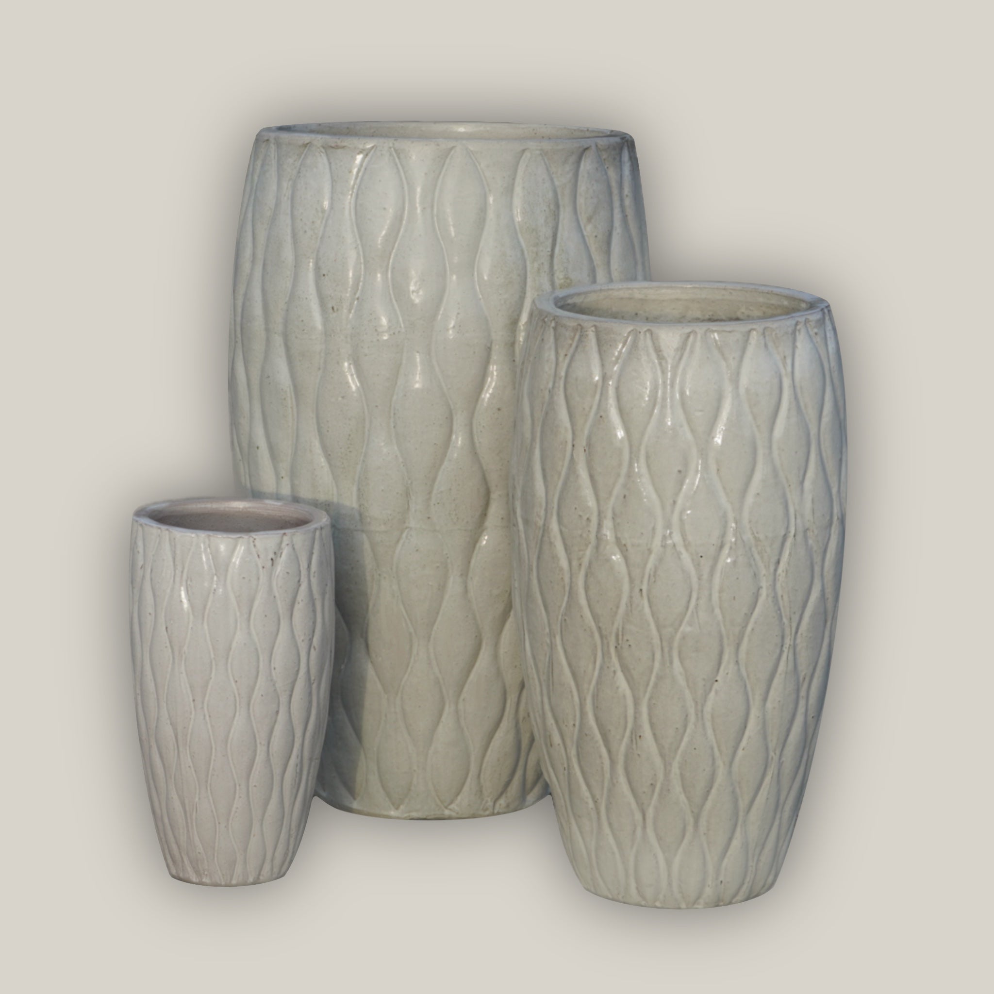 9990C16FS - White Tall Ceramic Seagrass Planter - FREE SHIPPING