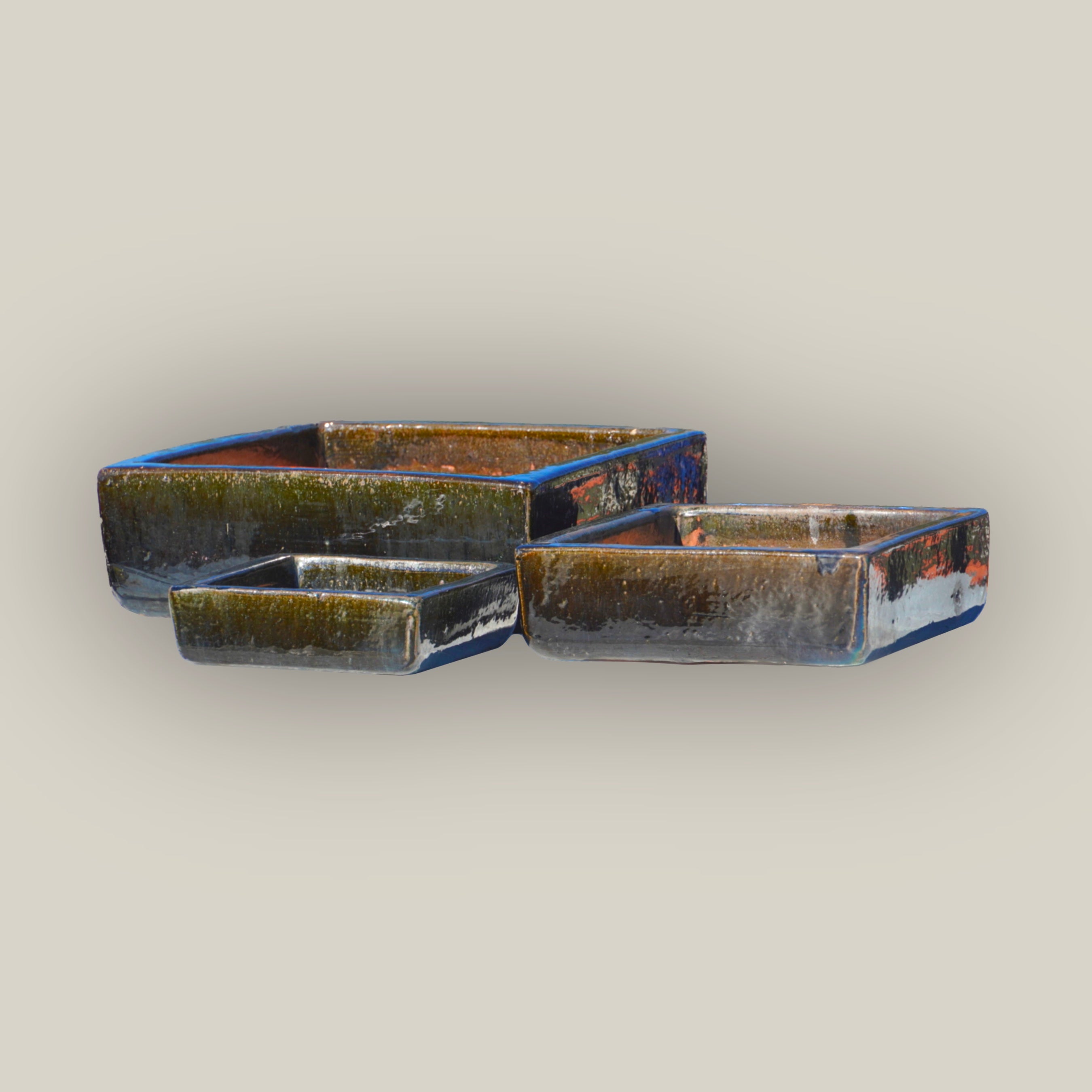 9788C13 - Mirror Black Low Square Ceramic Planter