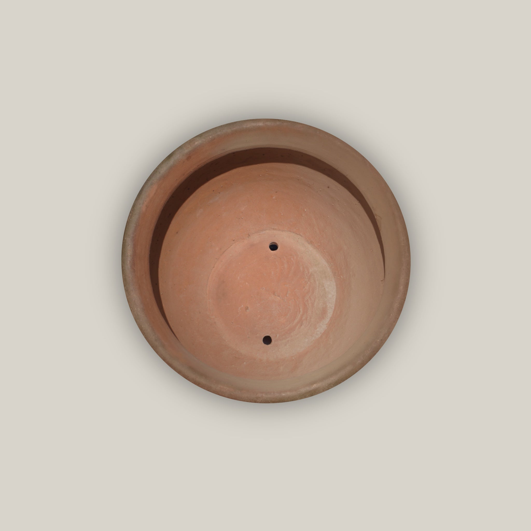 Top of Tapered rustic clay flower pot with three-rim design