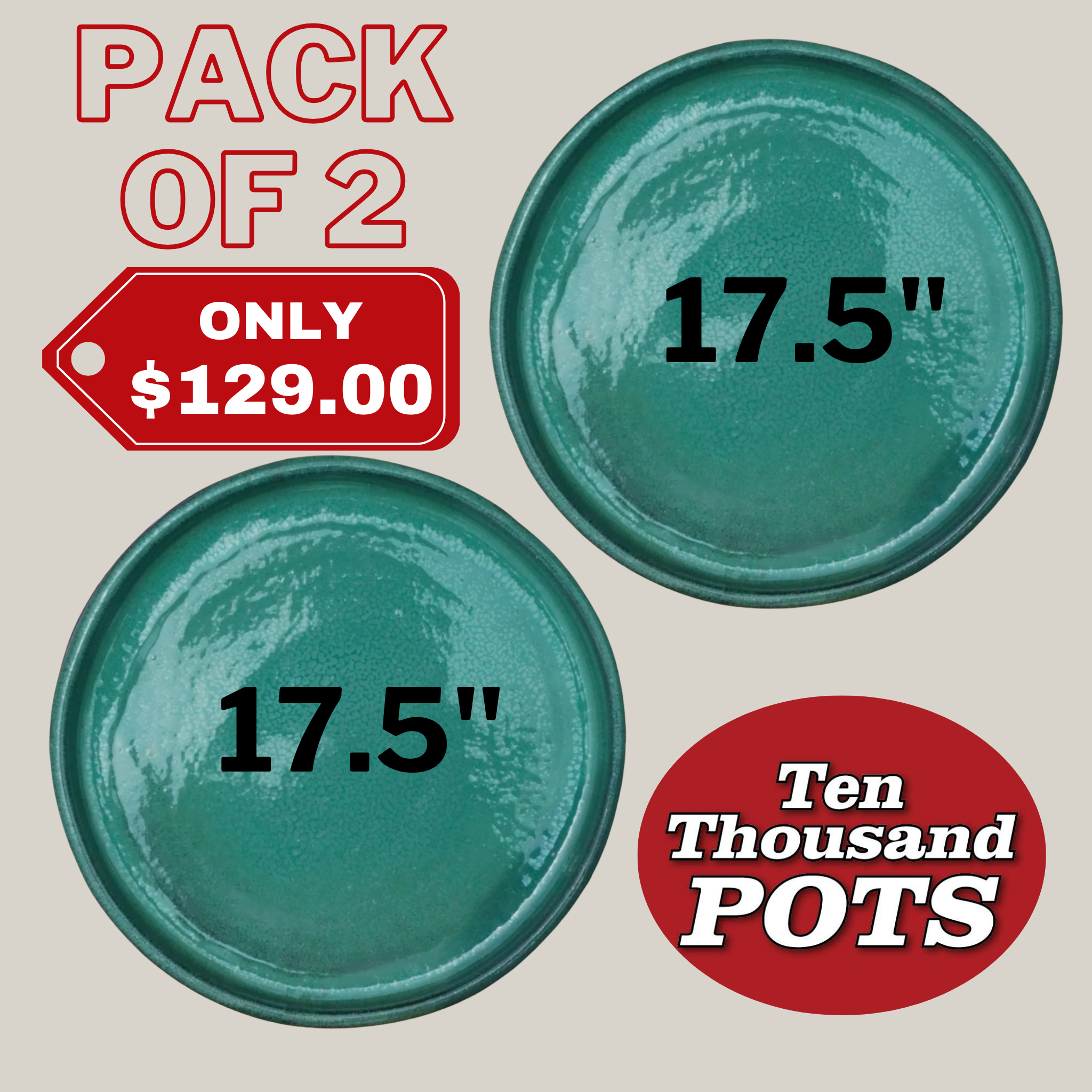 3125L5FS - Round | Jade Ceramic Plant Saucer | High Fired Ecofriendly Clay - Sizes 8"-19.5"