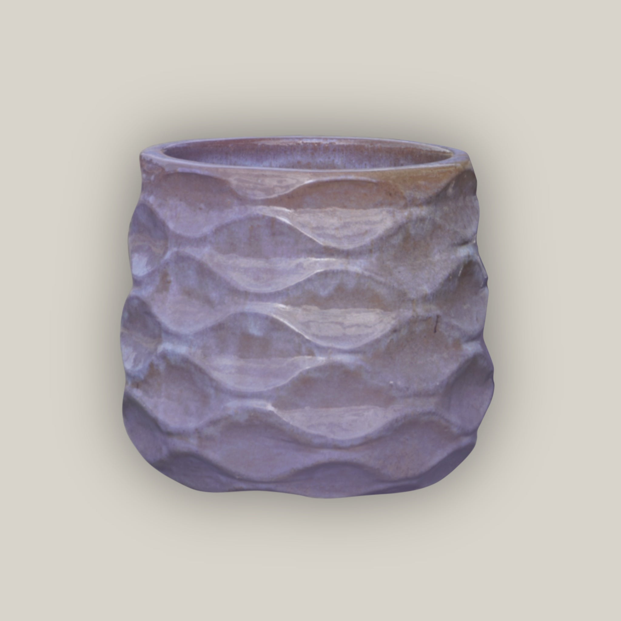 6101H80FS - Lavender Modern Wave Round Ceramic Planters - FREE SHIPPING