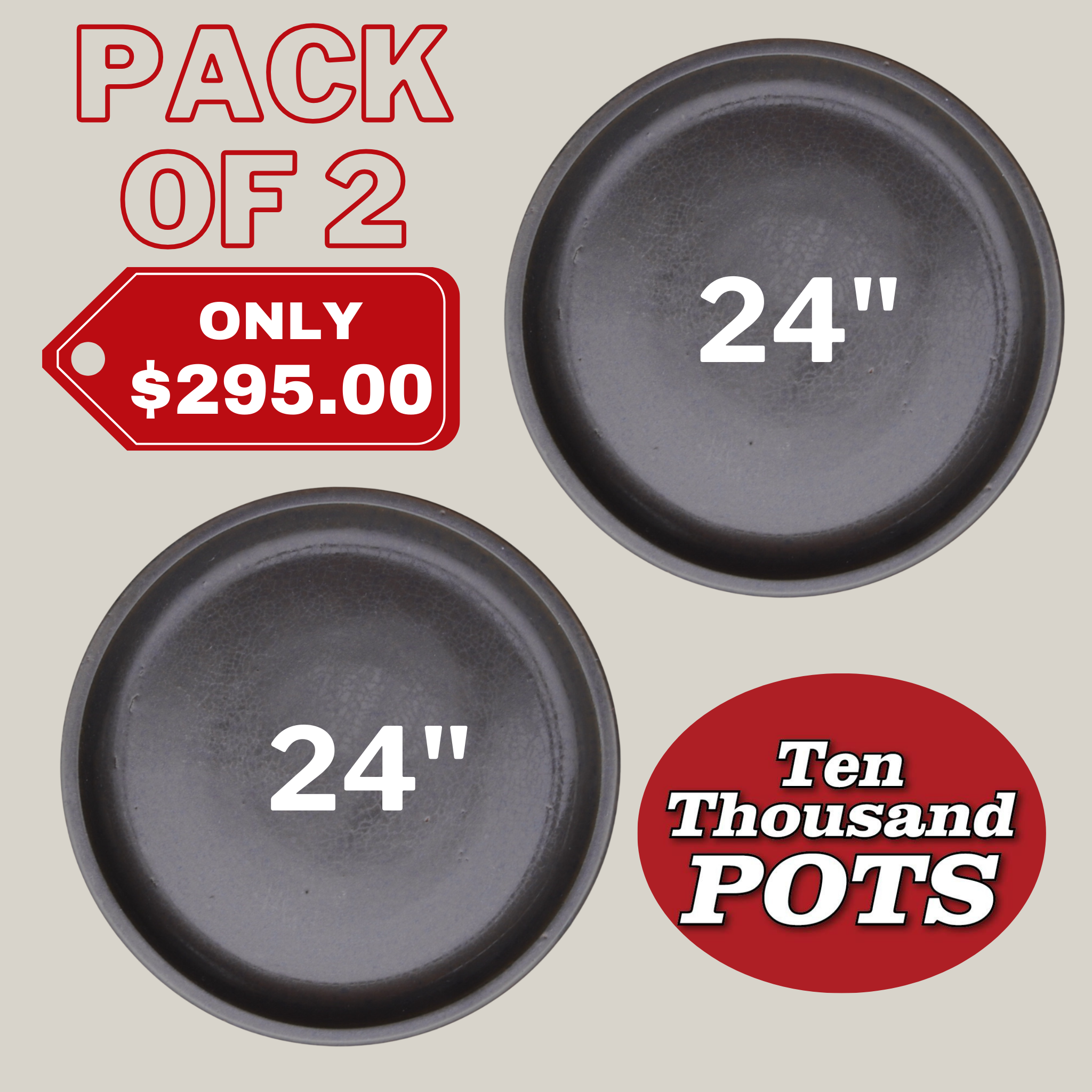 6135H33FS - Round | Matte Black Ceramic Plant Saucer | High Fired Ecofriendly Clay - Sizes 8"-24"