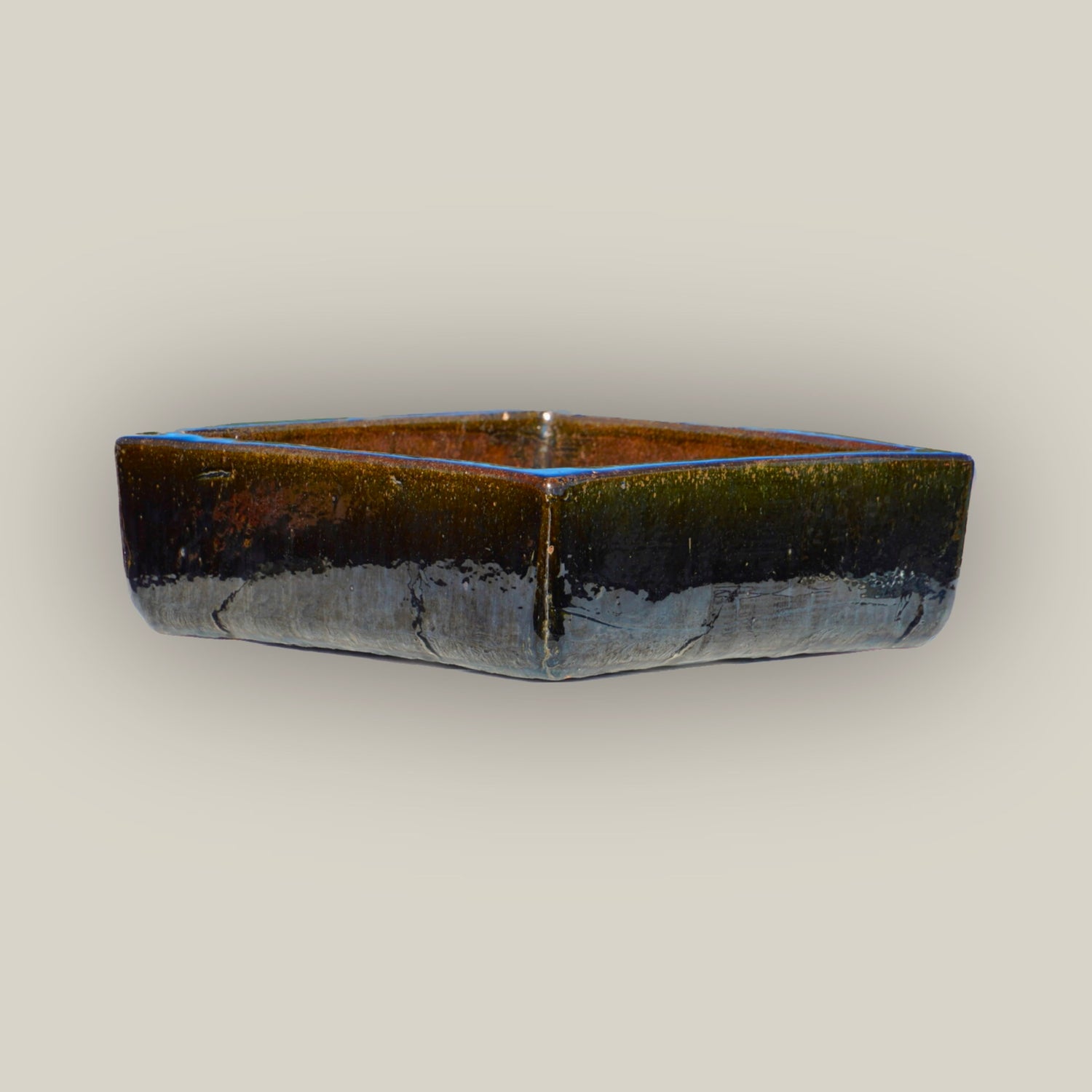 9788C13 - Mirror Black Low Square Ceramic Planter