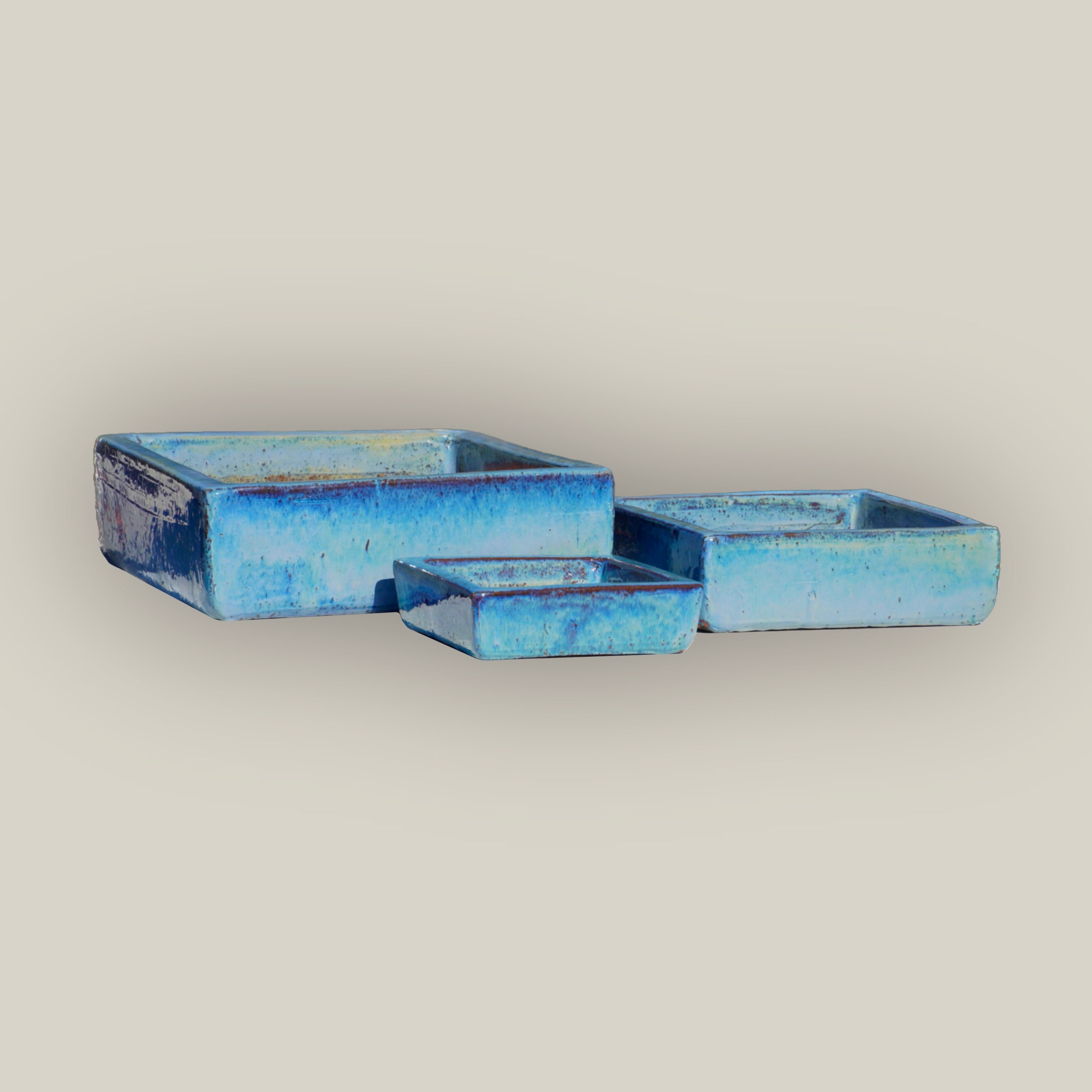 9788C45 - Ocean Blue Low Square Ceramic Planter