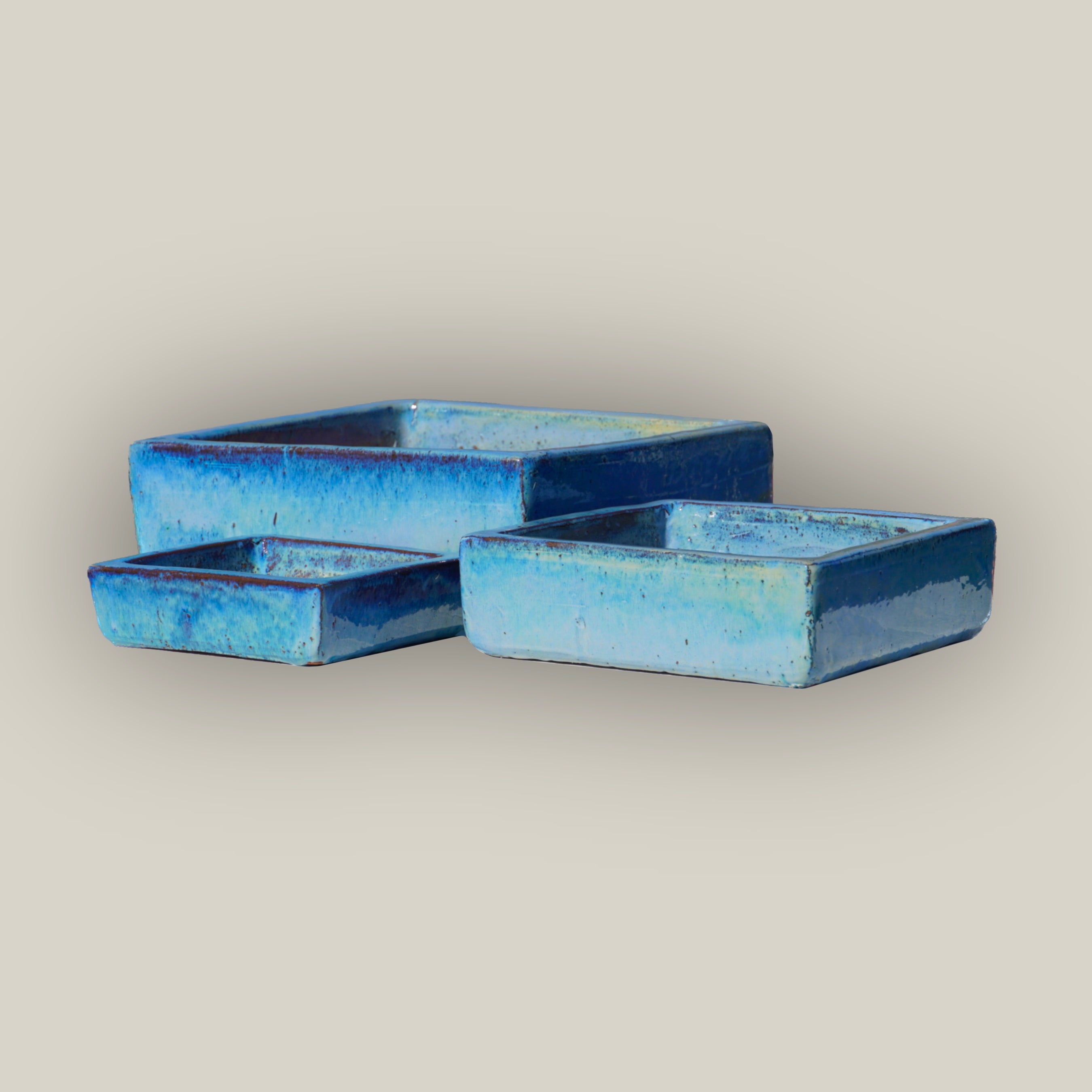 9788C45 - Ocean Blue Low Square Ceramic Planter