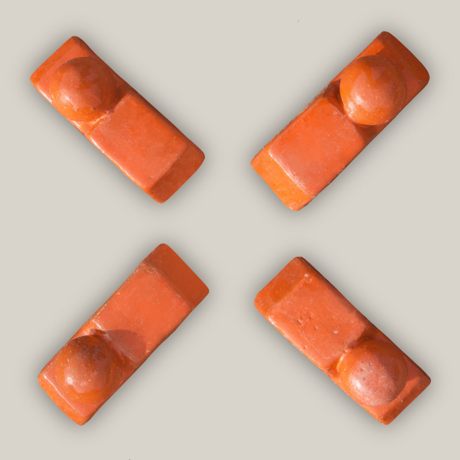 Orange Ceramic Bari Pot Feet - Ten Thousand Pots - 4