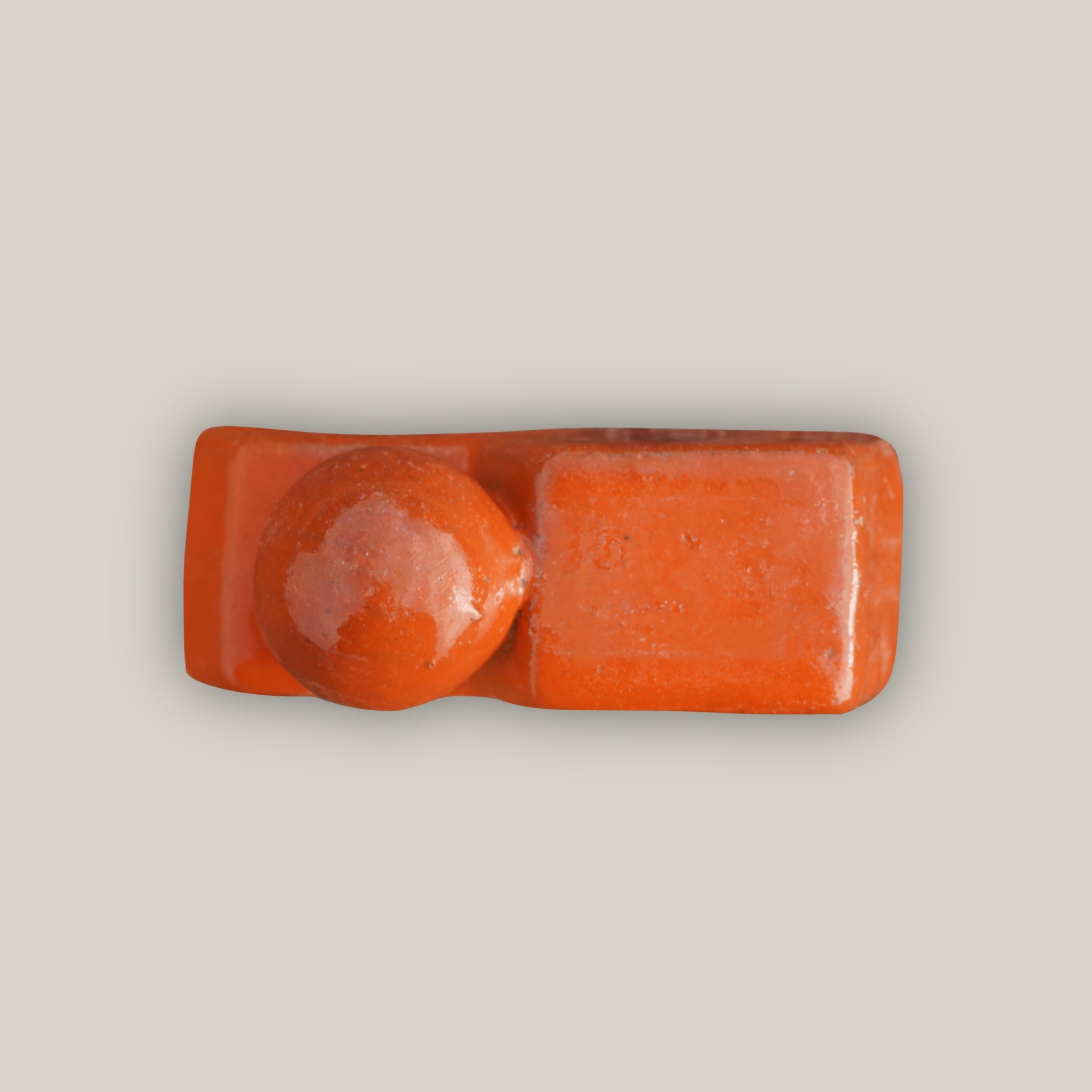 Orange Ceramic Bari Pot Feet - Ten Thousand Pots - top