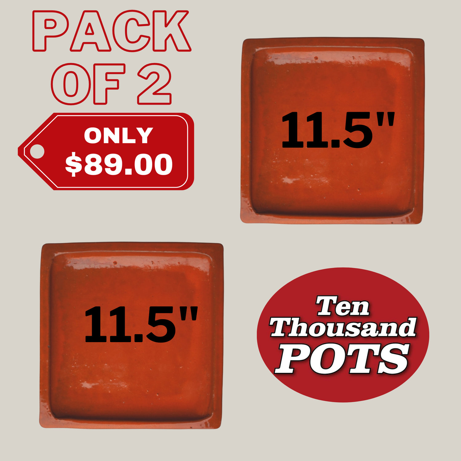 11.5 inch Tropical orange square planter saucer