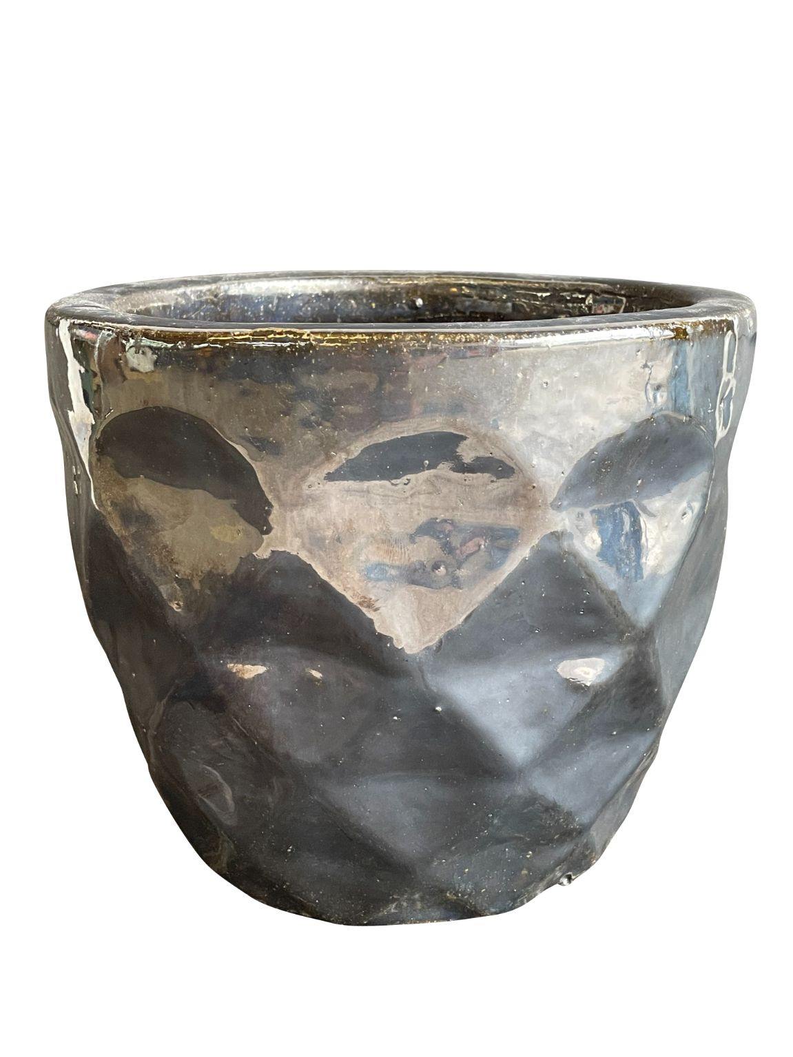 silver ceramic plant pot Mirror Black Ceramic Dynamic Planter