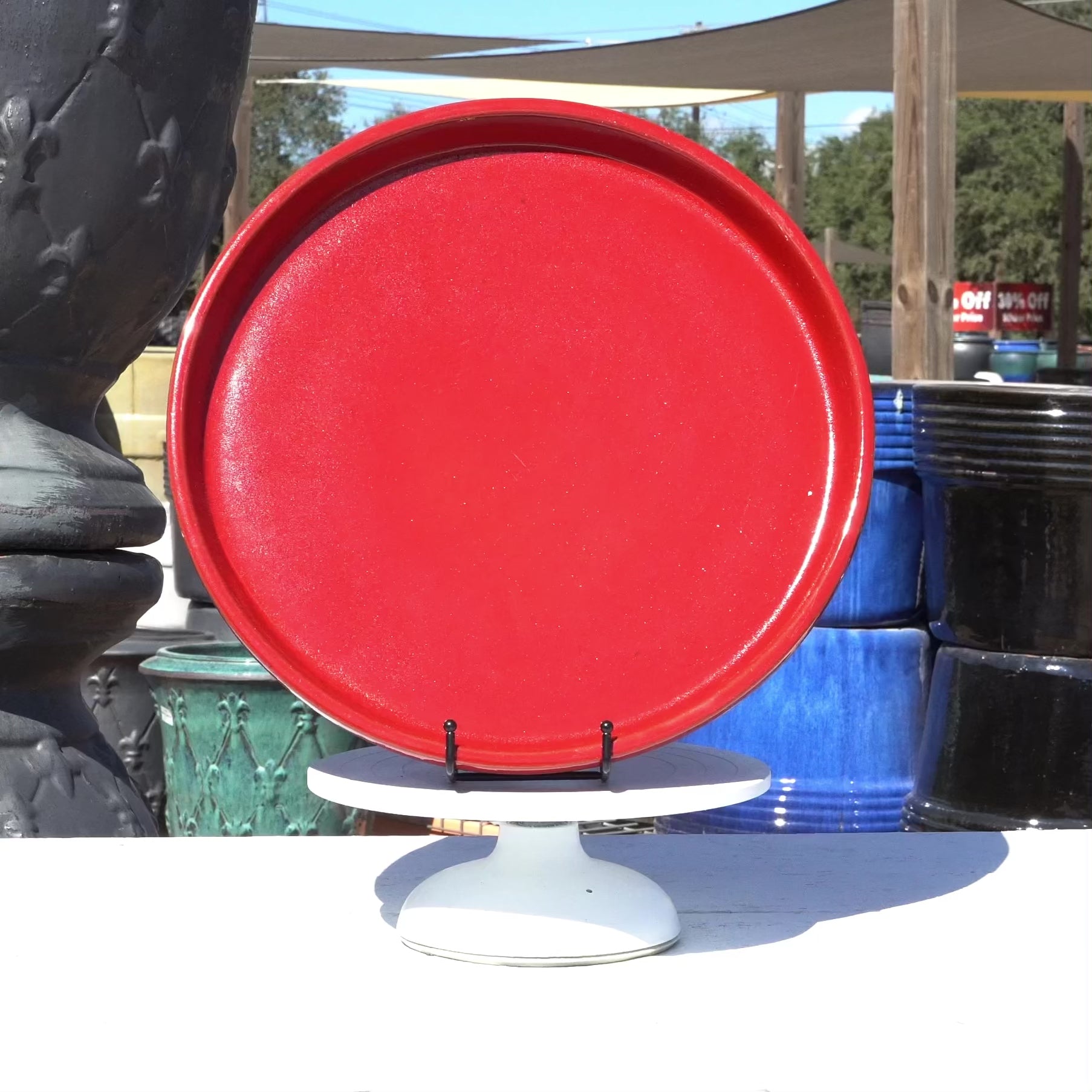 3125L14FS - Round | Bright Red Ceramic Plant Saucer | High Fired Ecofriendly Clay - Sizes 8"-19.5"