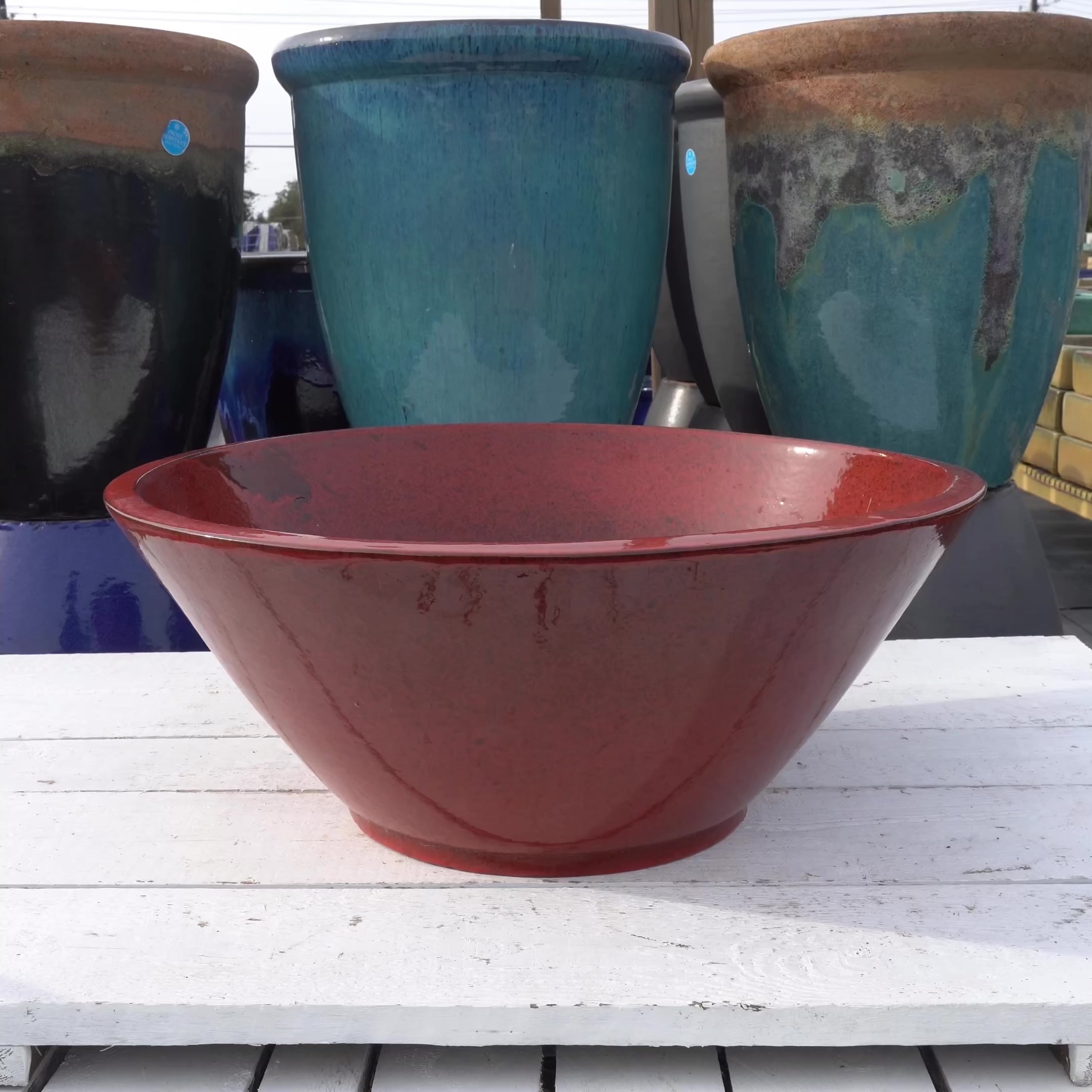 372L6FS - Tropical Red Low Wide Planter-FREE SHIPPING