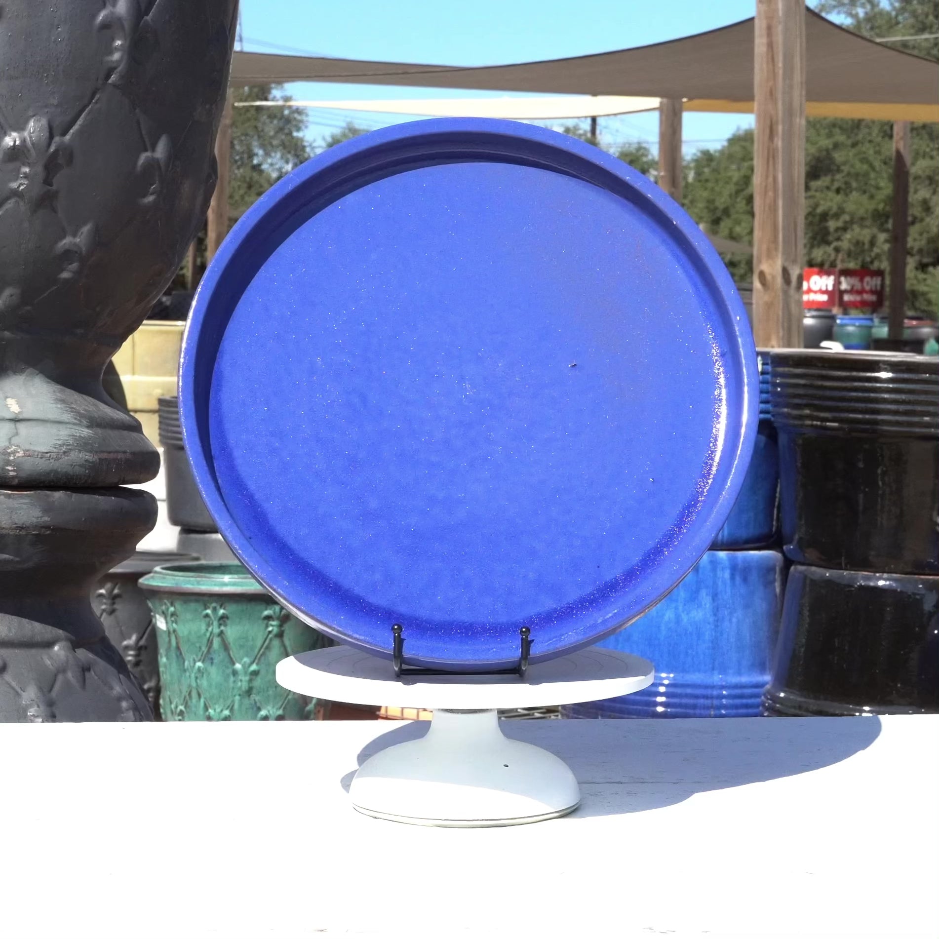 Blue Ceramic Planter Saucer