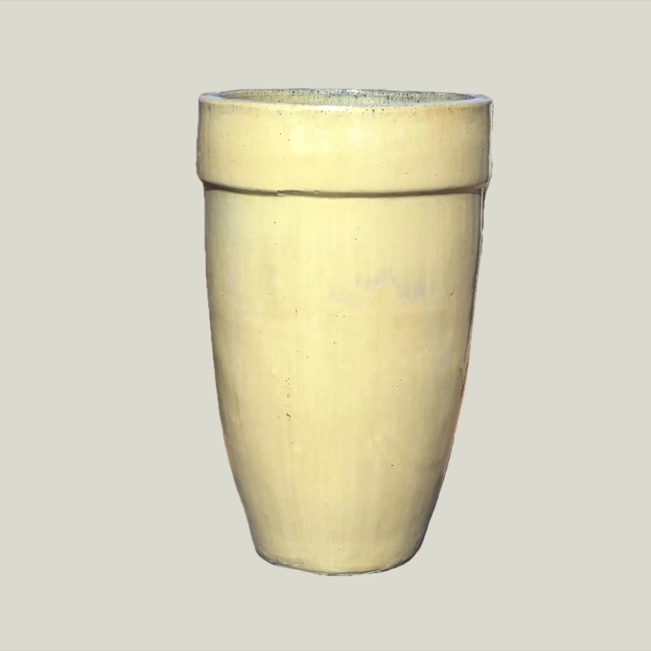 9115C9 - Burnt Cream Big Rim Ceramic Planter