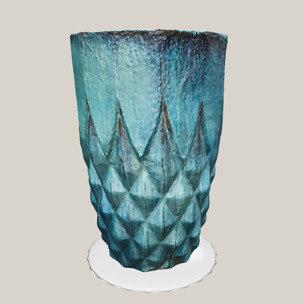 9995C3FS - Aqua Pineapple Round Ceramic Planter - FREE SHIPPING