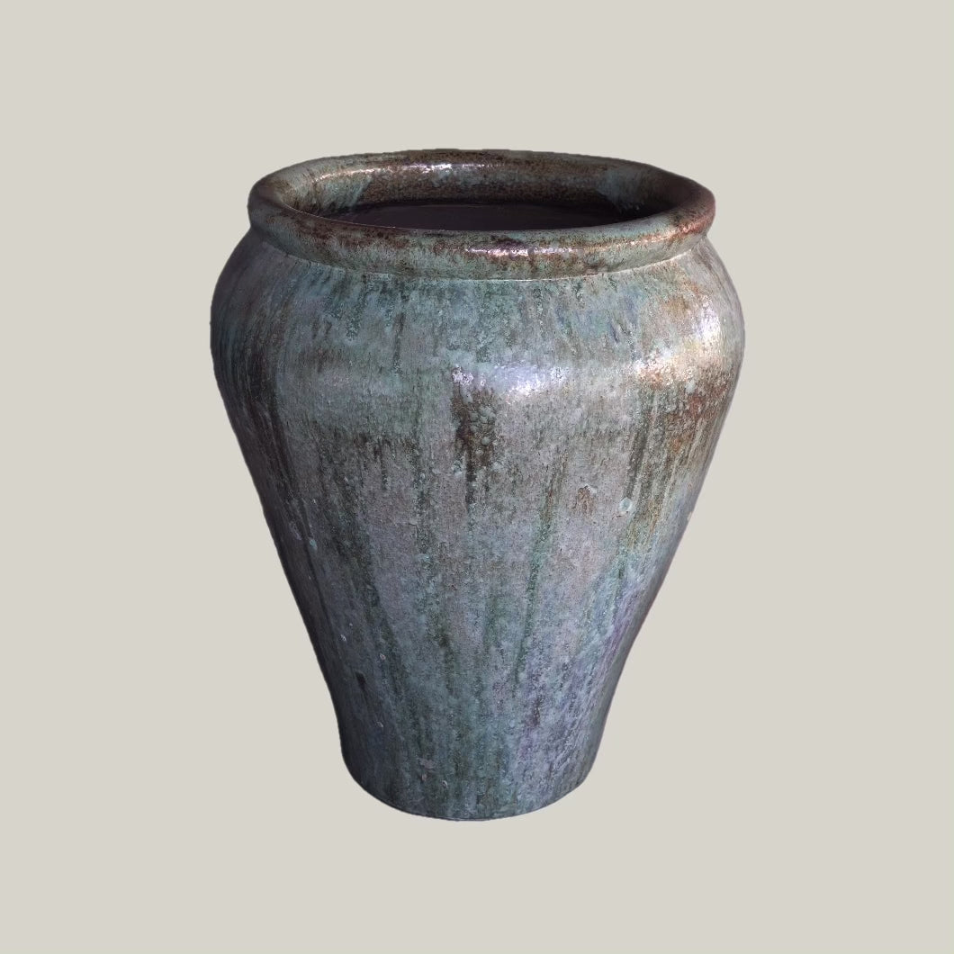 1-3100OGFS - Opal Green Palace Extra Large High-Fired Ceramic Planter Pots – Indoor/Outdoor Use – FREE SHIPPING