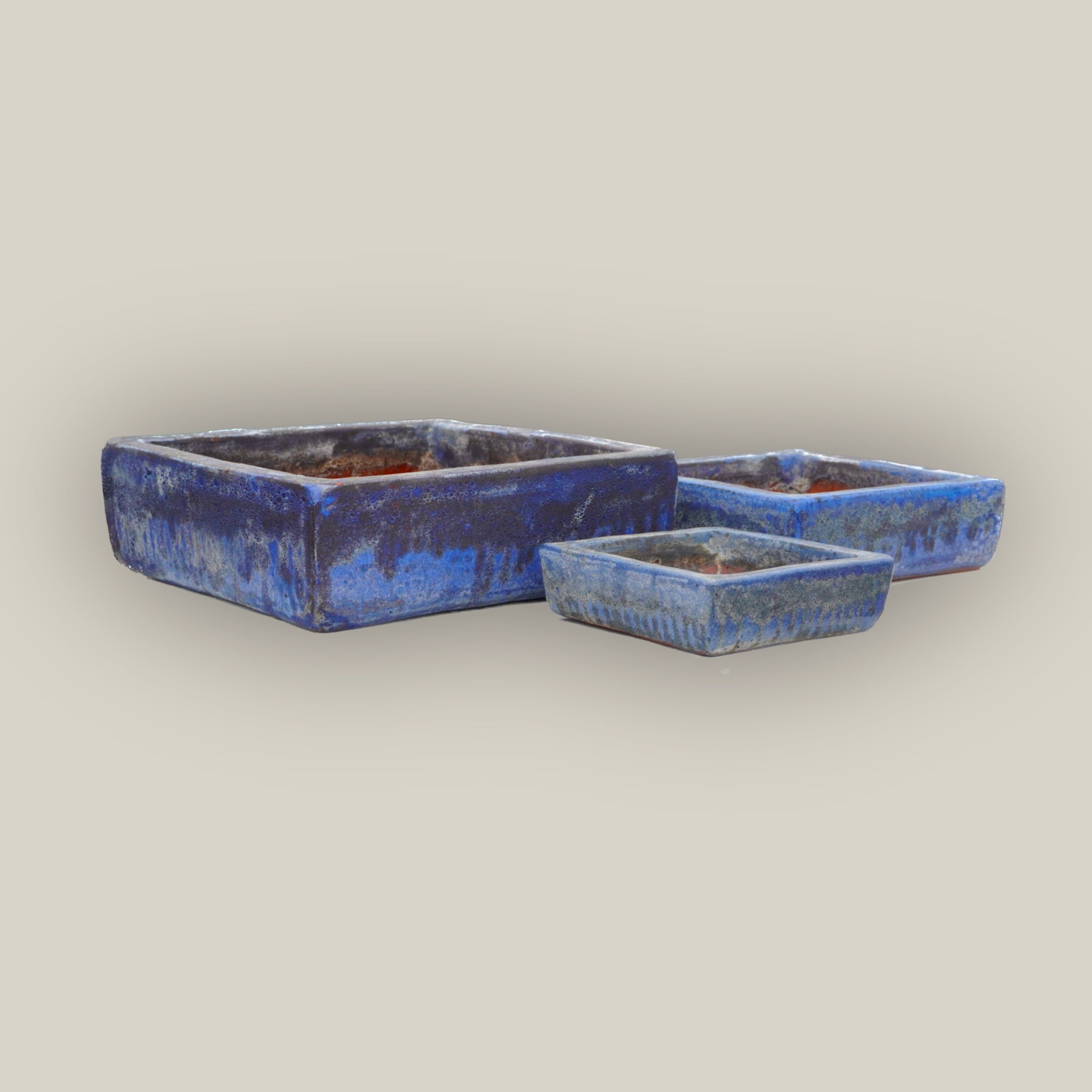 9788C40 - Seafoam Blue Low Square Ceramic Planter