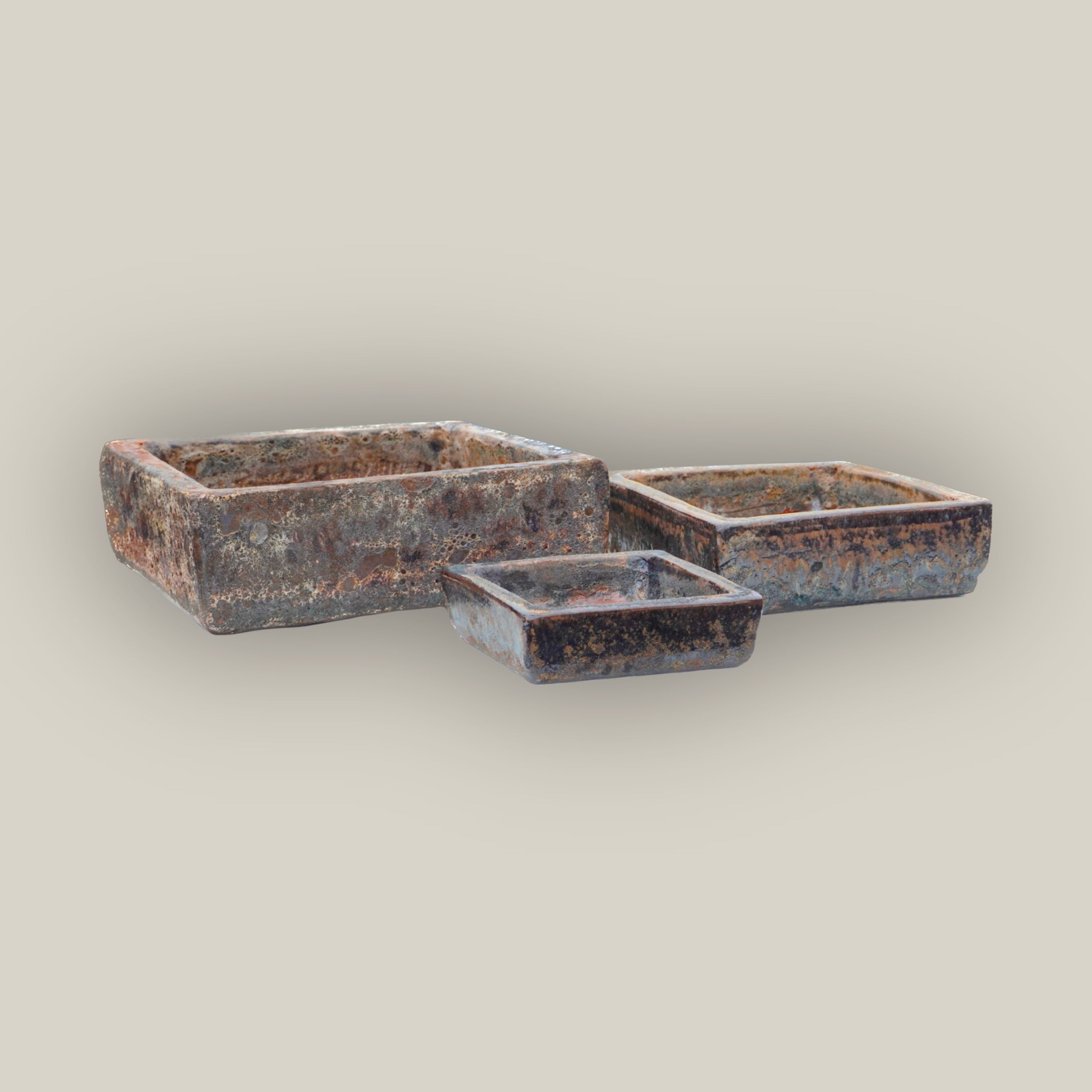 9788C42 - Seafoam Brown Low Square Ceramic Planter