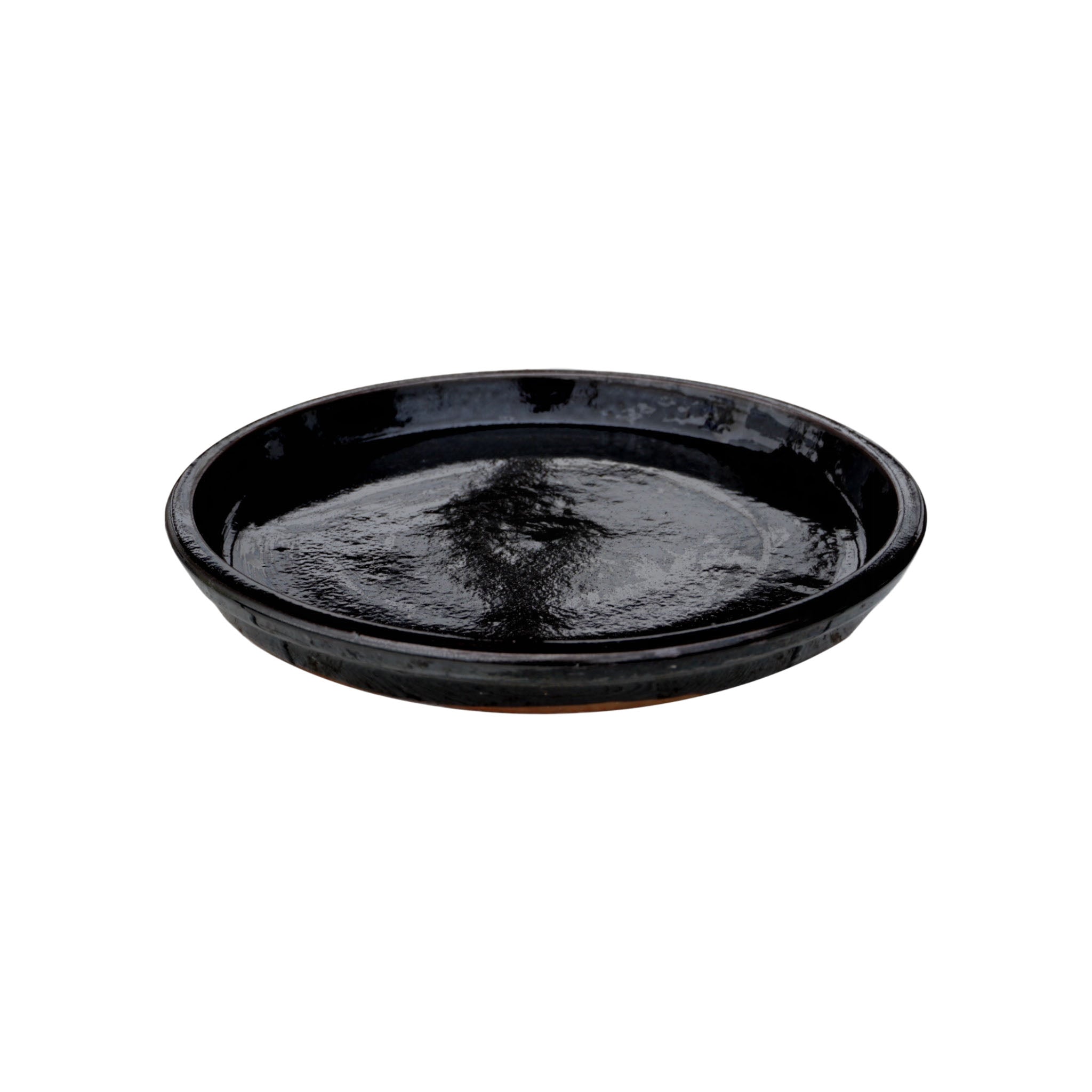 Round Shiny Black Ceramic Plant Saucer