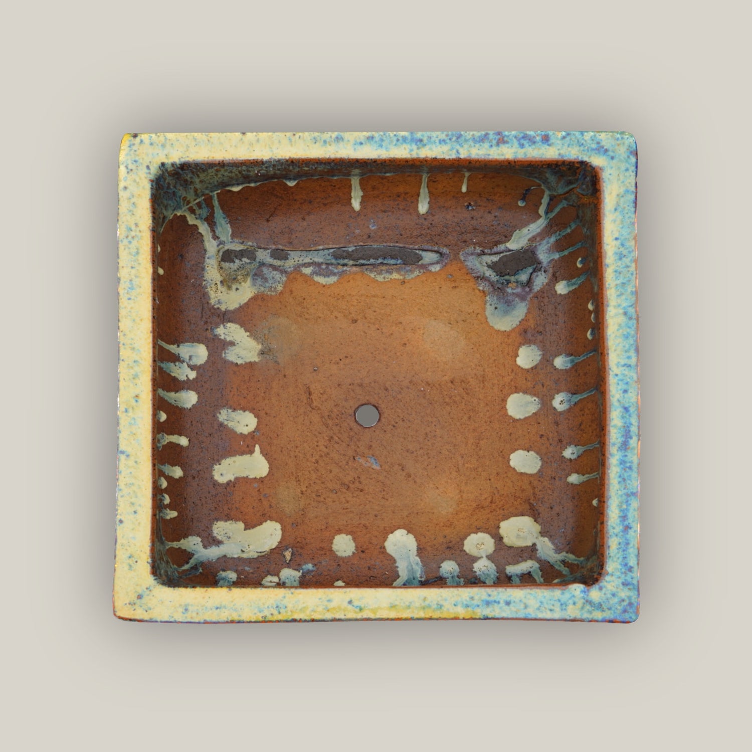 9788C9 - Burnt Cream Low Square Ceramic Planter