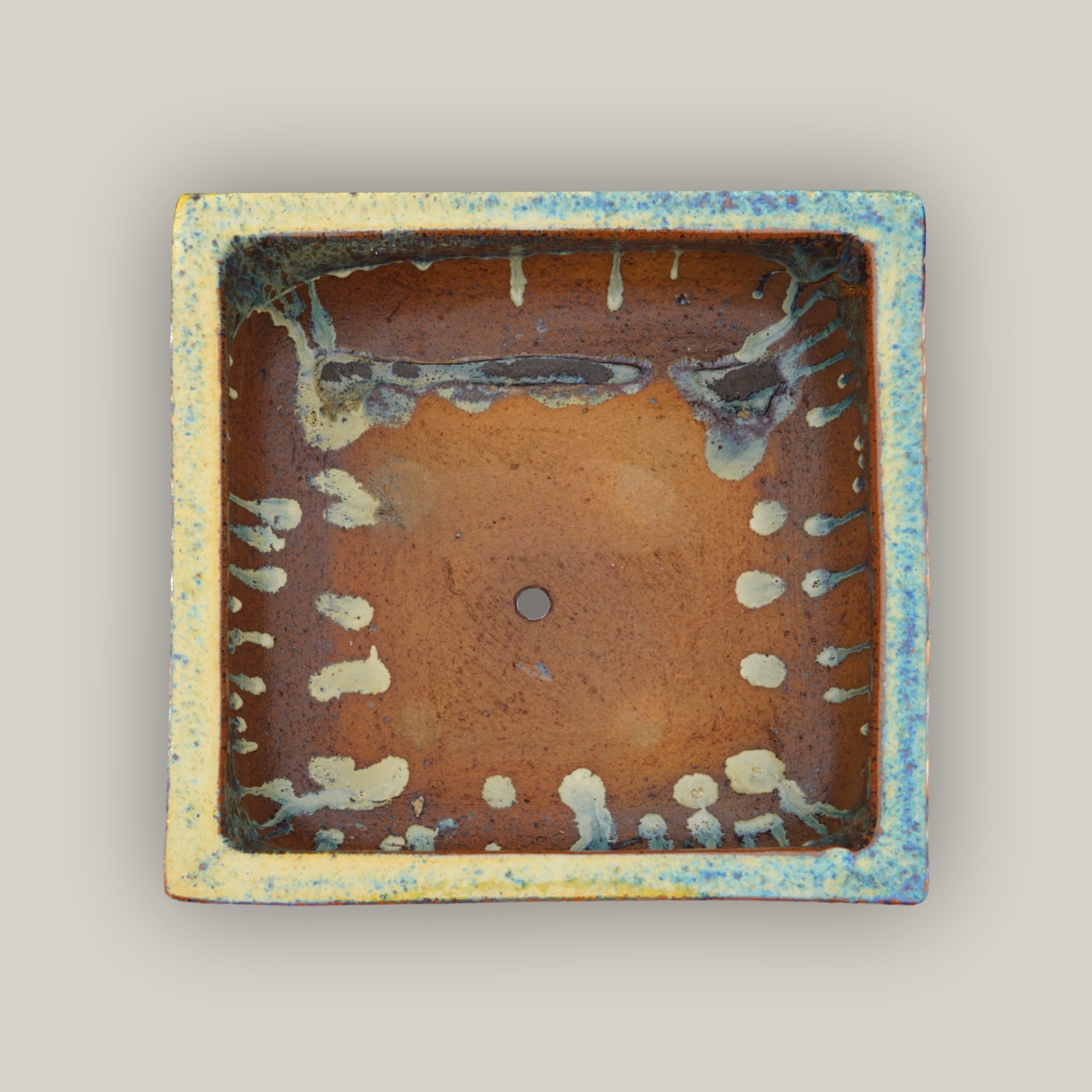 9788C9 - Burnt Cream Low Square Ceramic Planter