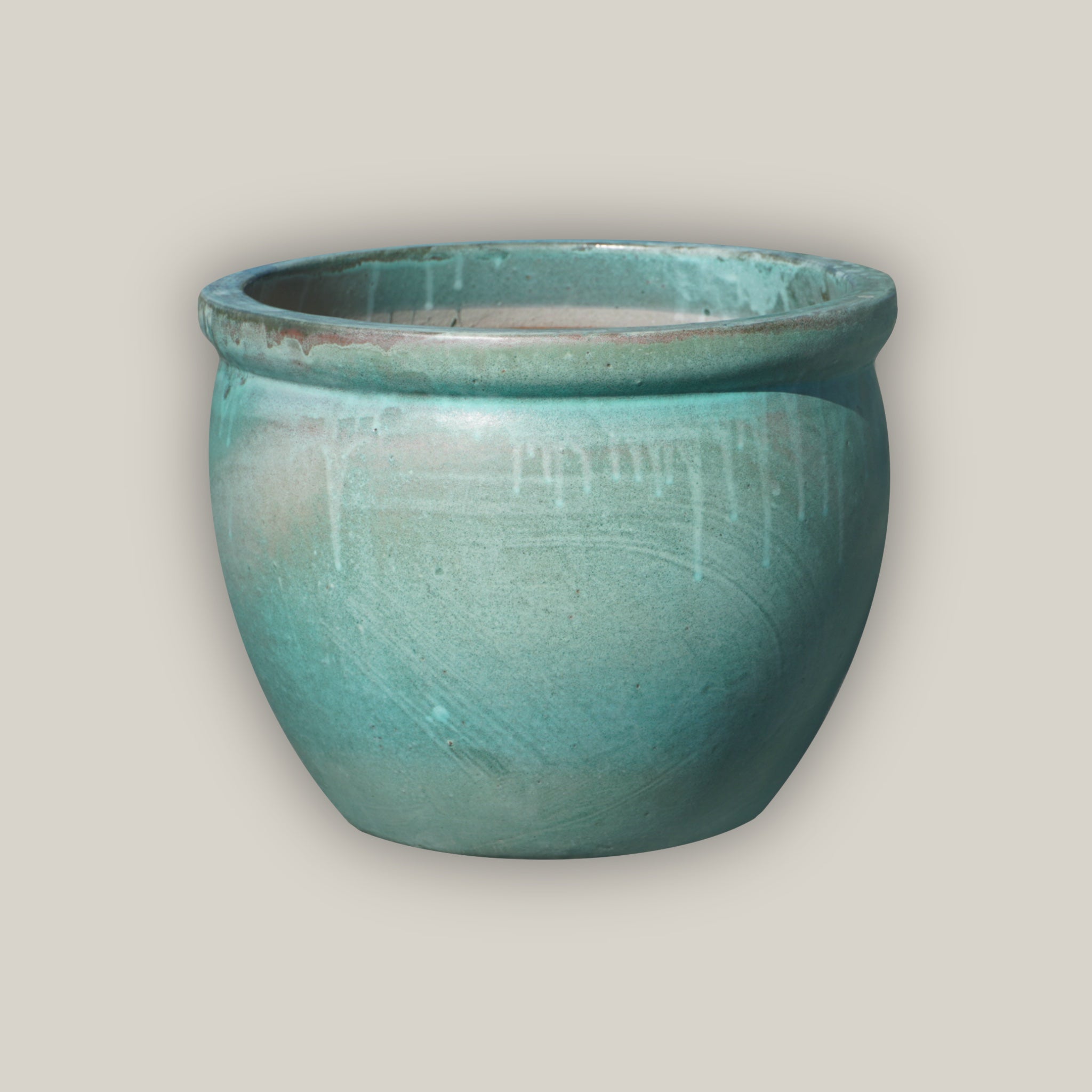 teal ceramic flower pots Glazed Teal Round Rim Bullet Planter
