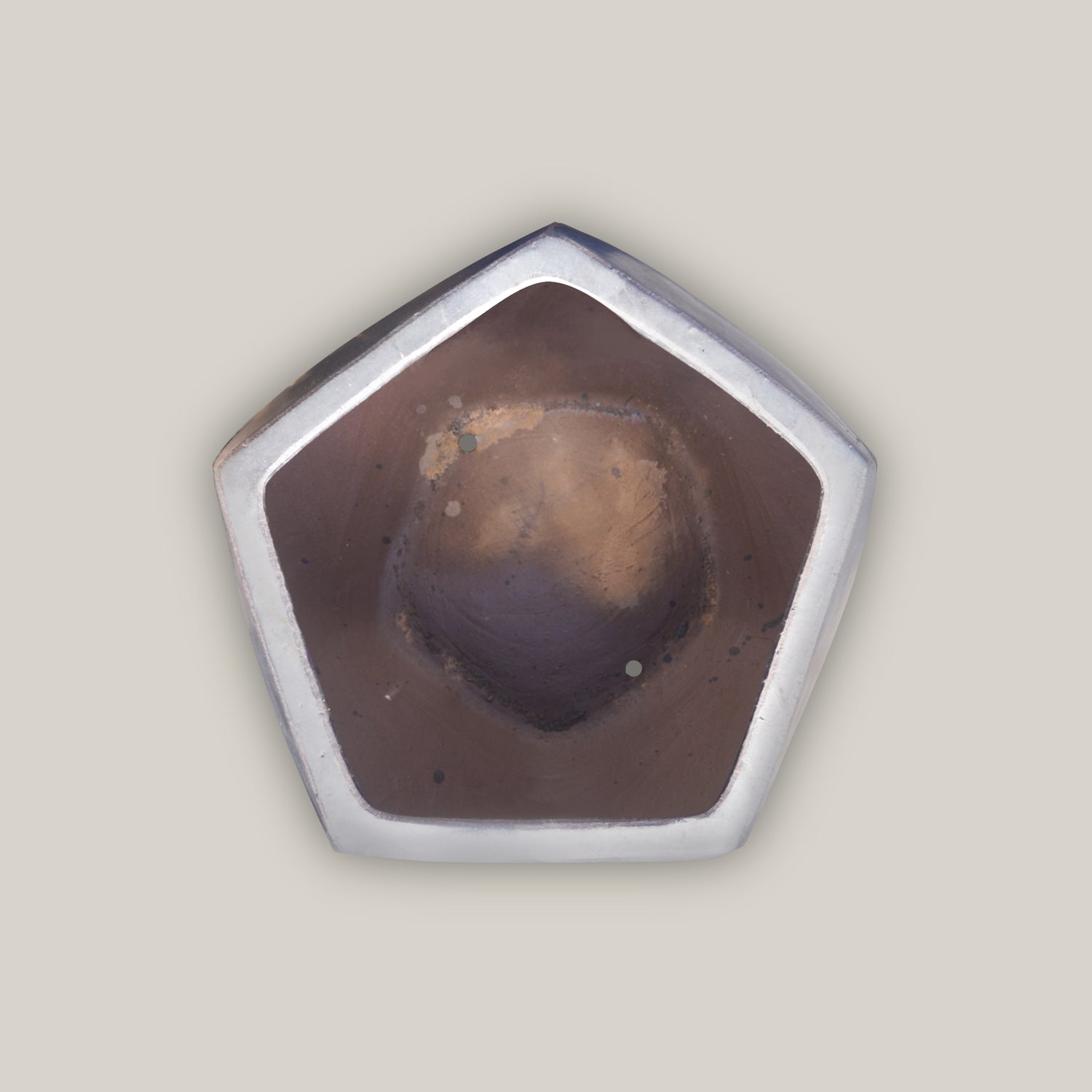 Top view of geometric white planter pot