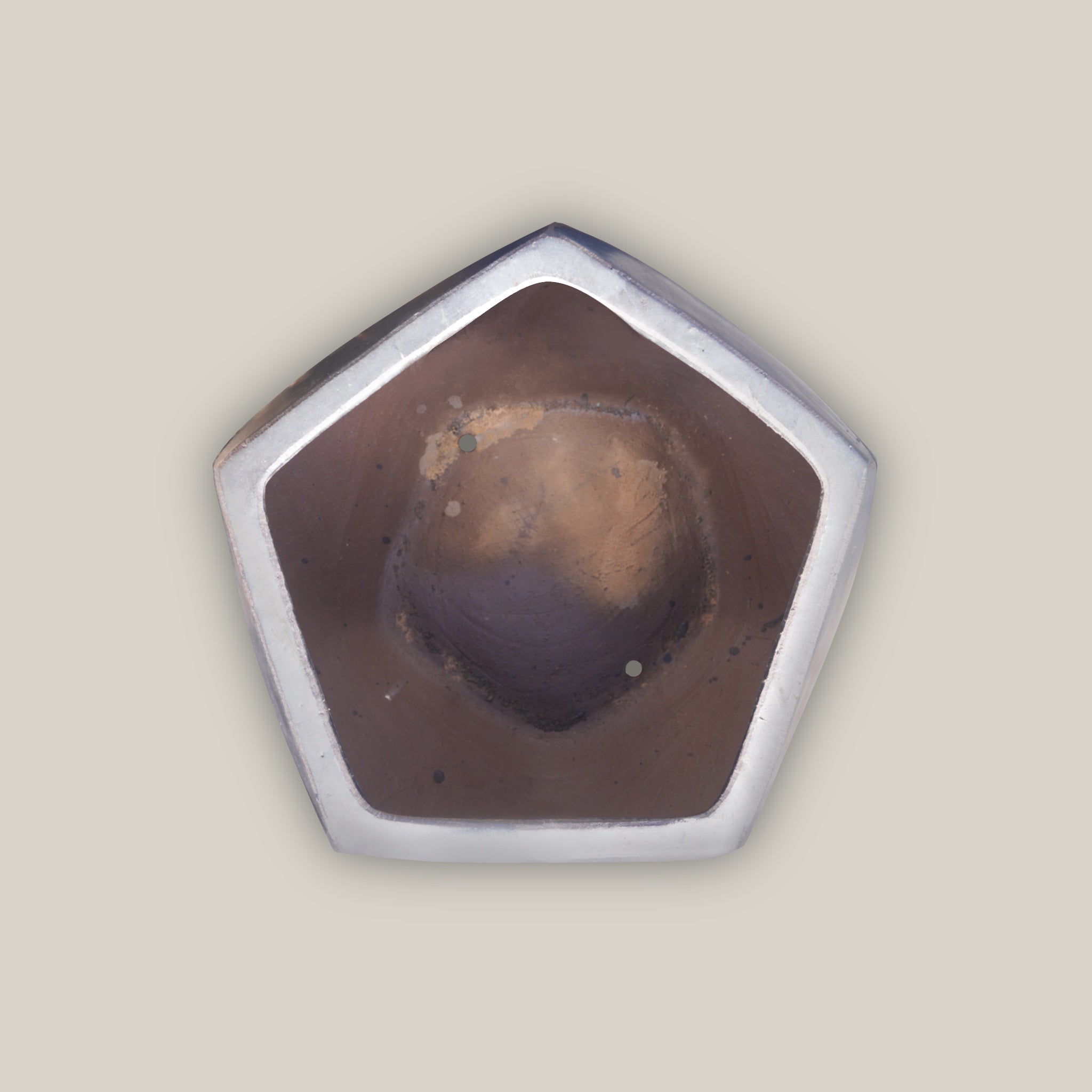 Top view of geometric white planter pot