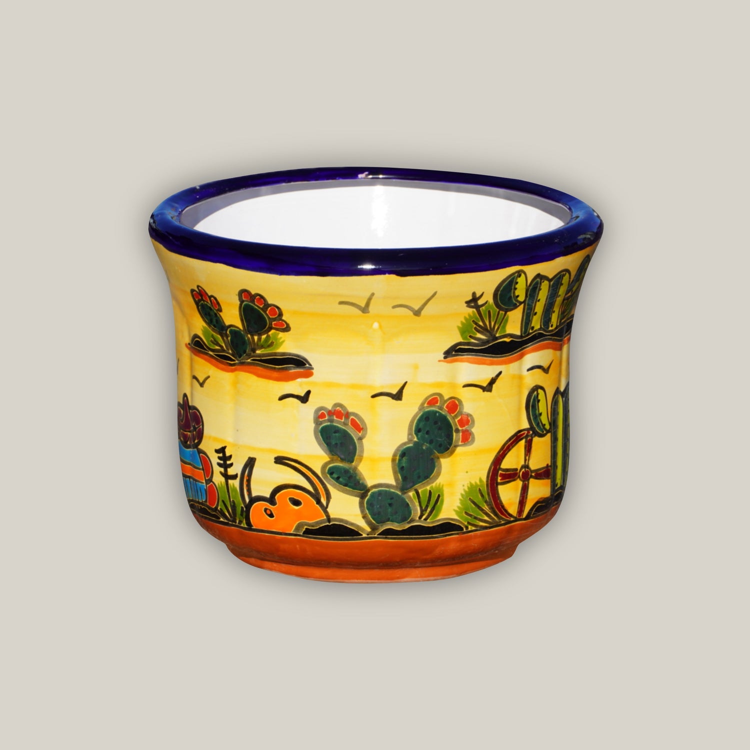 Flared Rim Talavera Planter - Ten Thousan Pots - yellow
