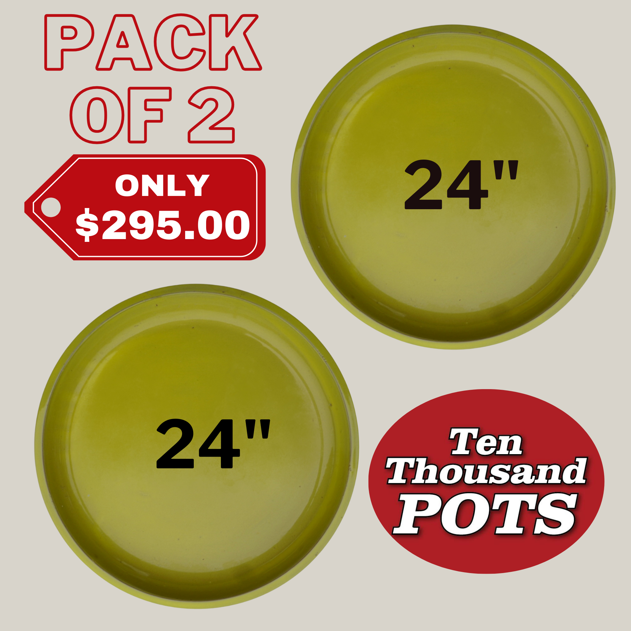 6135H41FS - Round | Yellow Ceramic Plant Saucer | High Fired Ecofriendly Clay - Sizes 8"-24"