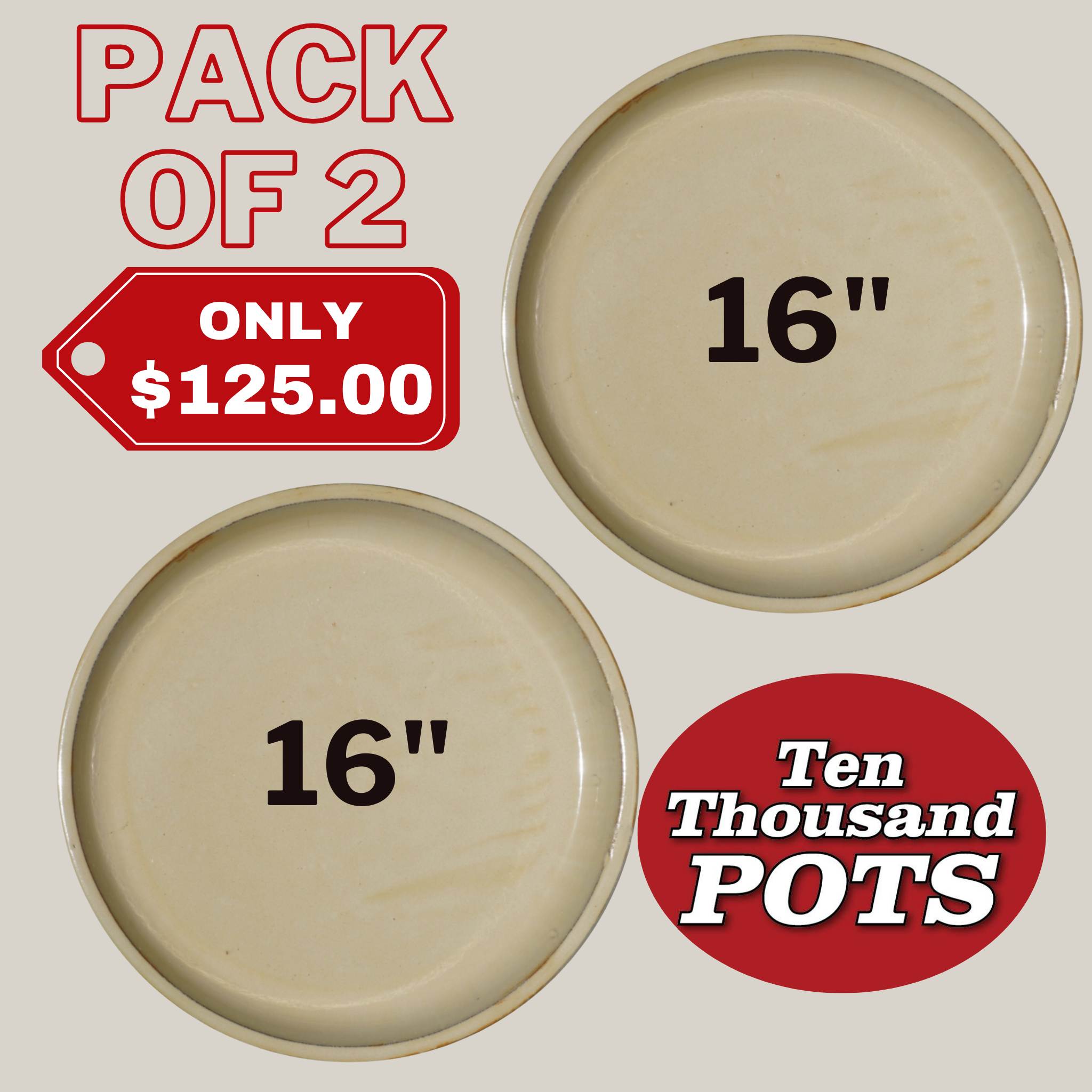 6135H39FS - Round | Yellow Cream Ceramic Plant Saucer | High Fired Ecofriendly Clay - Sizes 8"-24"