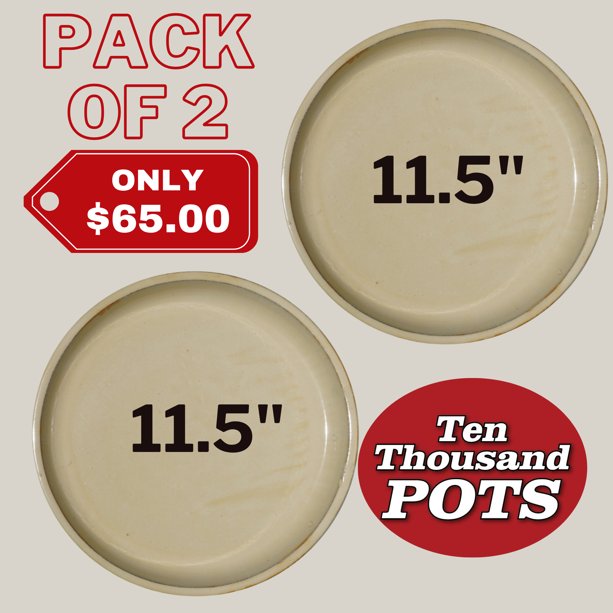 6135H39FS - Round | Yellow Cream Ceramic Plant Saucer | High Fired Ecofriendly Clay - Sizes 8"-24"