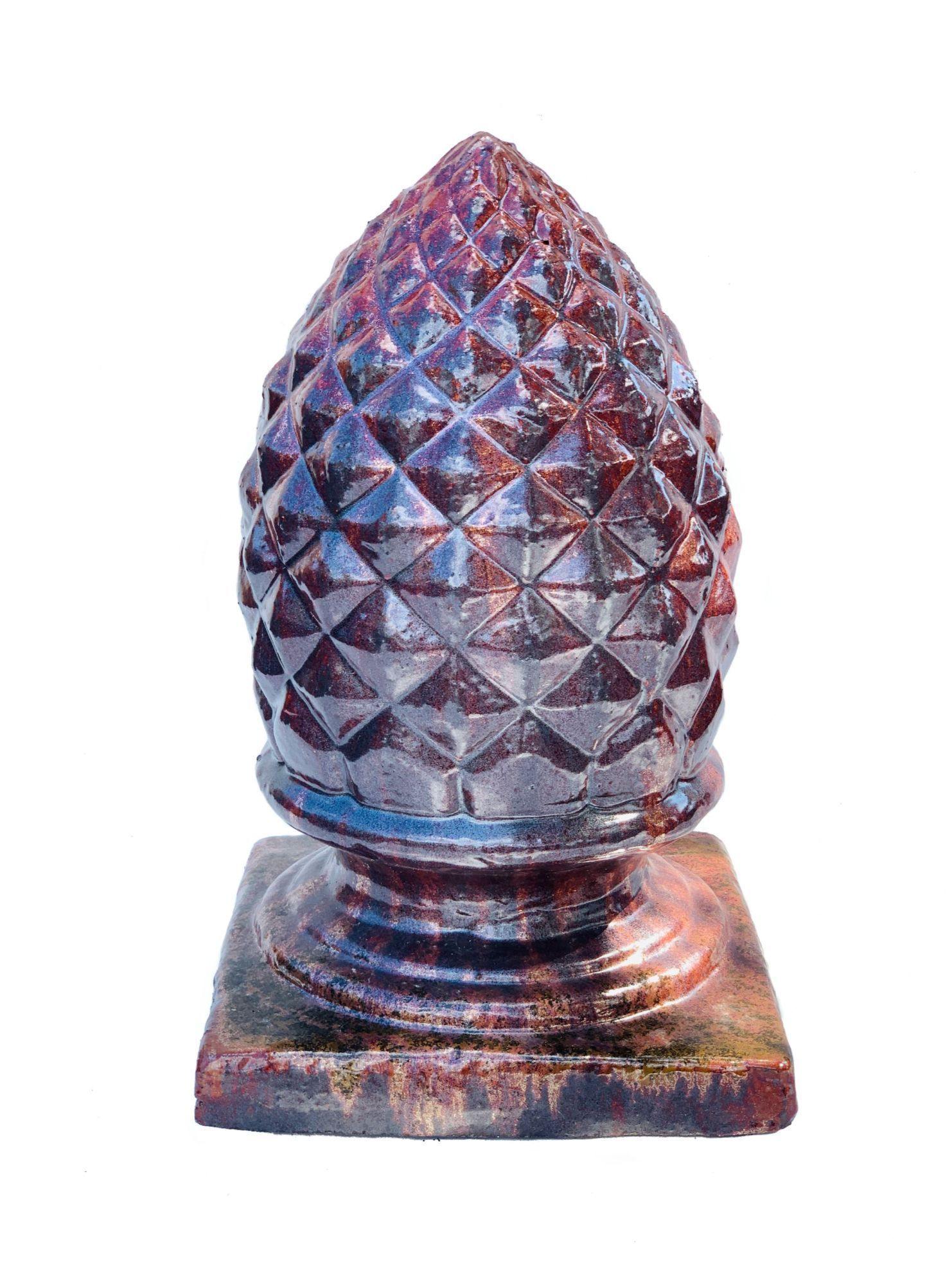 Copper Red Ceramic artichoke garden statue