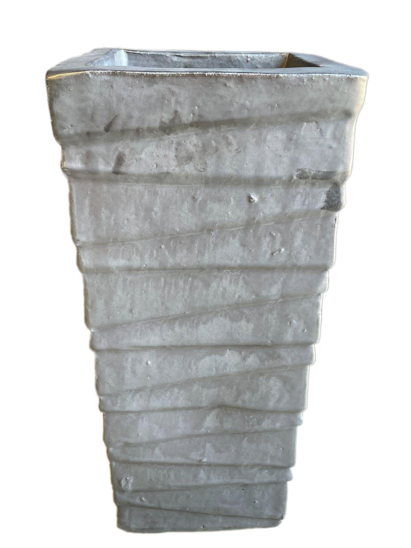 Matte Black Jagged Line Ceramic Square Planter | Ten Thousand Pots