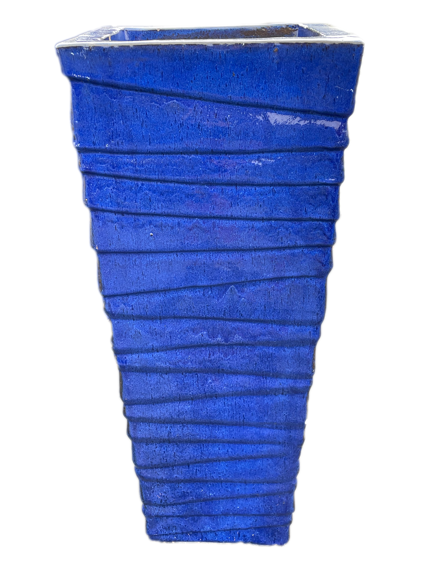 Blue Jagged Line Ceramic Square Planter | Ten Thousand Pots