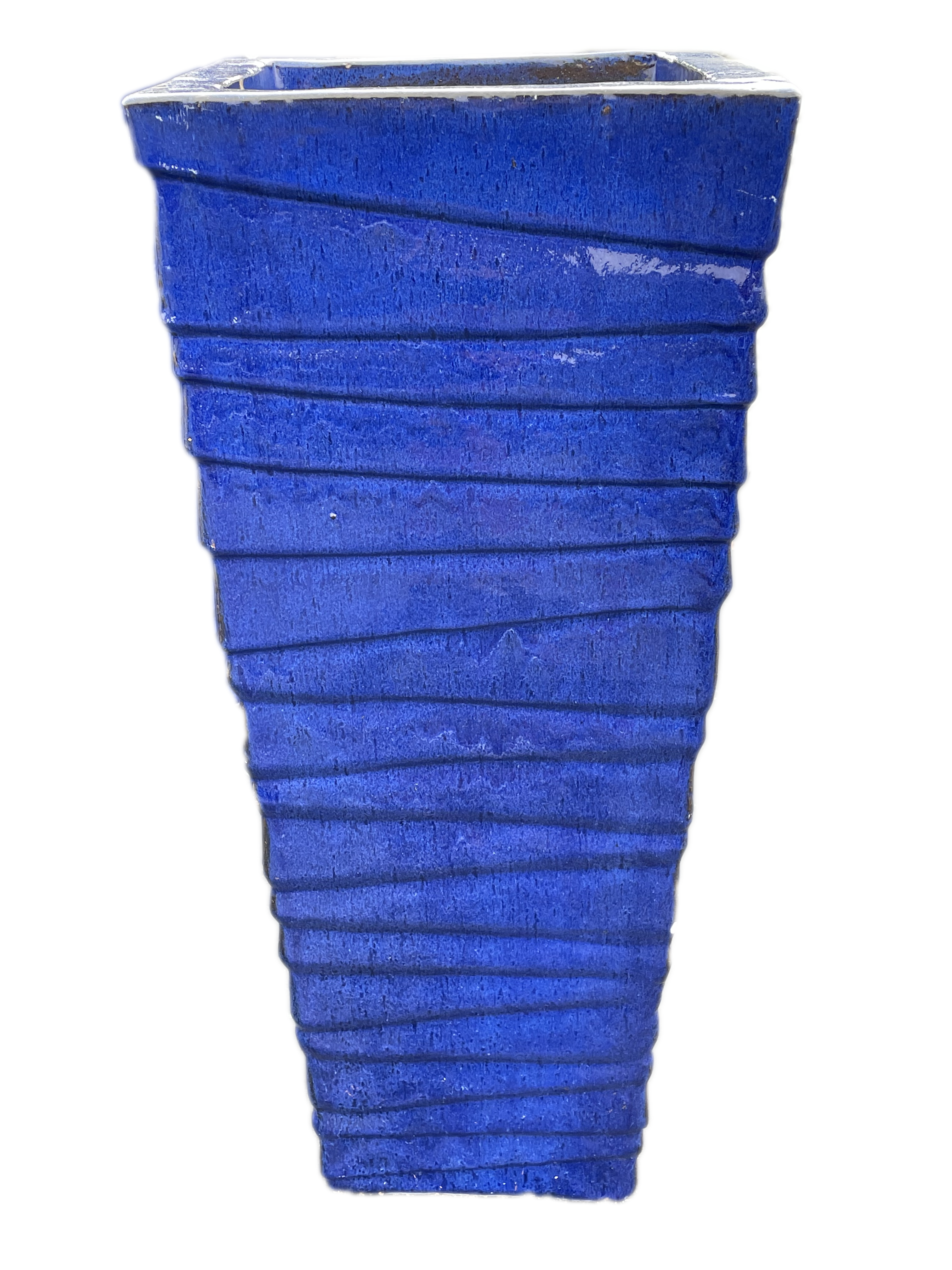 Blue Jagged Line Ceramic Square Planter | Ten Thousand Pots