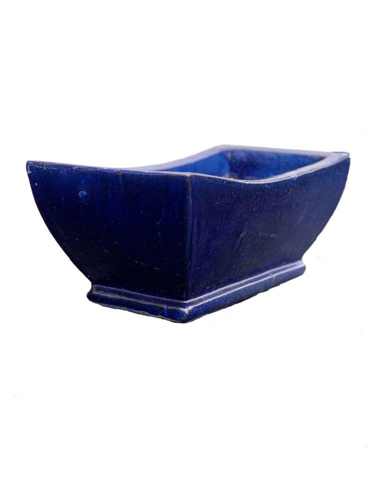 small rectangular plant pot Short Blue Ceramic Rectangular Planter