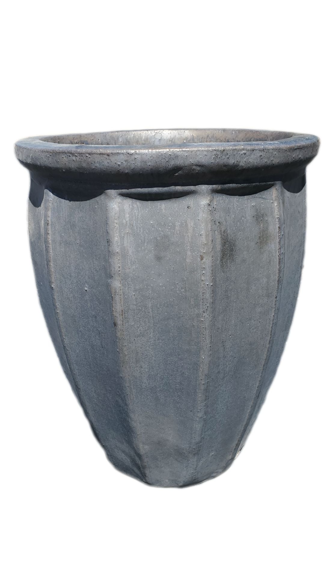 ceramic fluted flower pot Matte Black Fluted Ceramic Planter with Lip