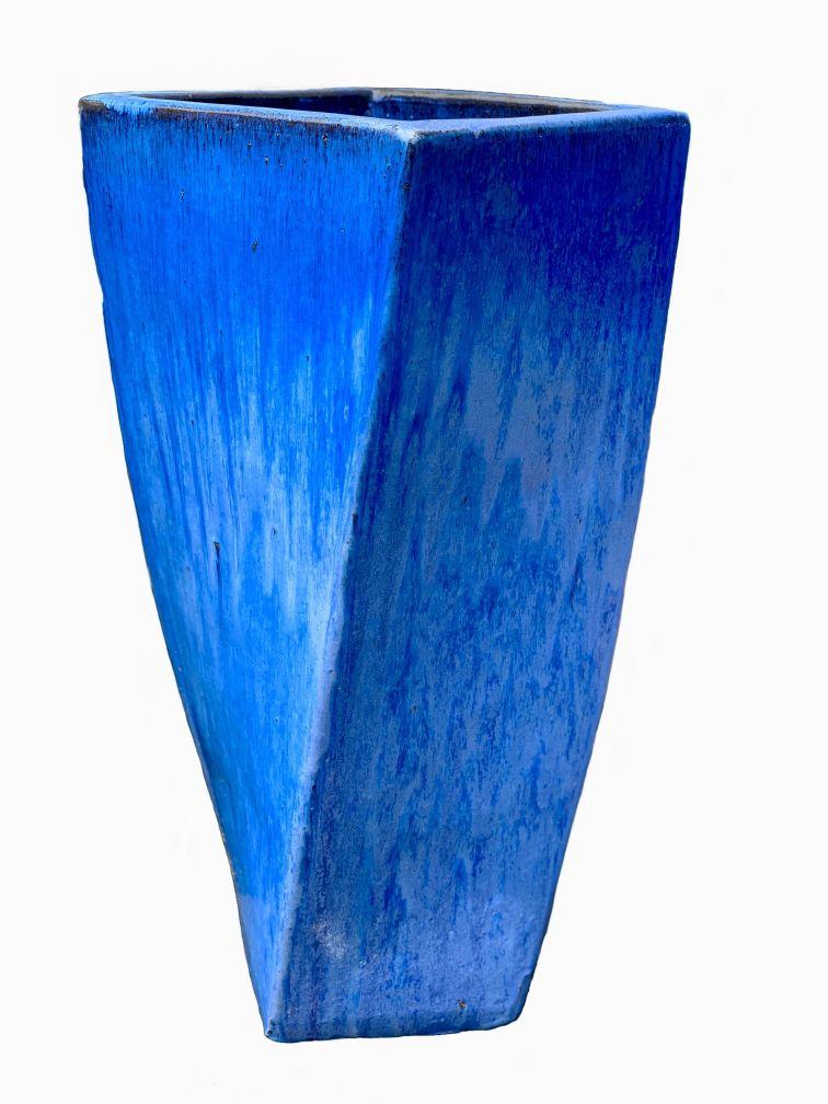 8101N8- Blue Ceramic Bent Pot
