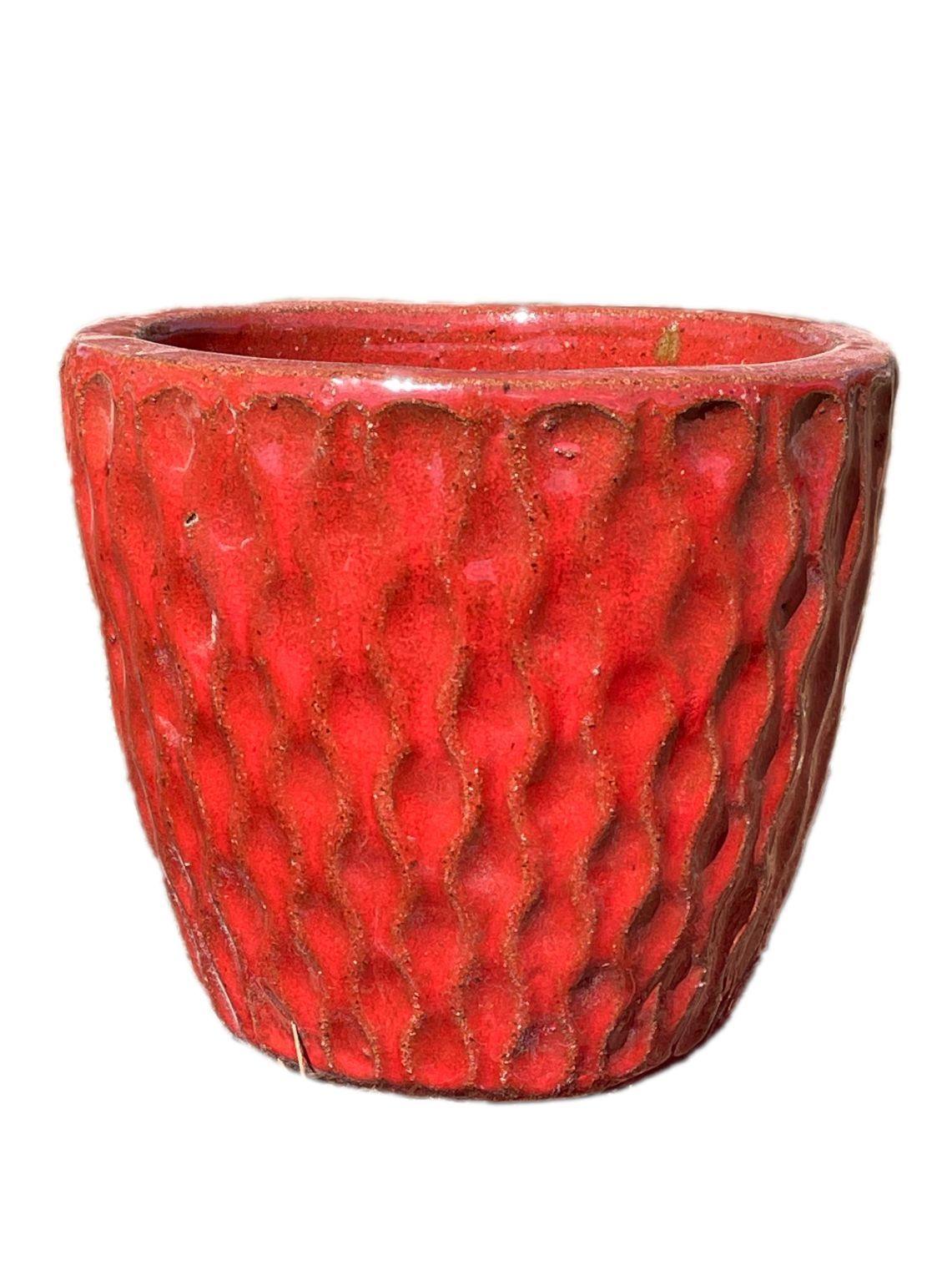 red ceramic planter pots Chili Red Ceramic Wavy Planter
