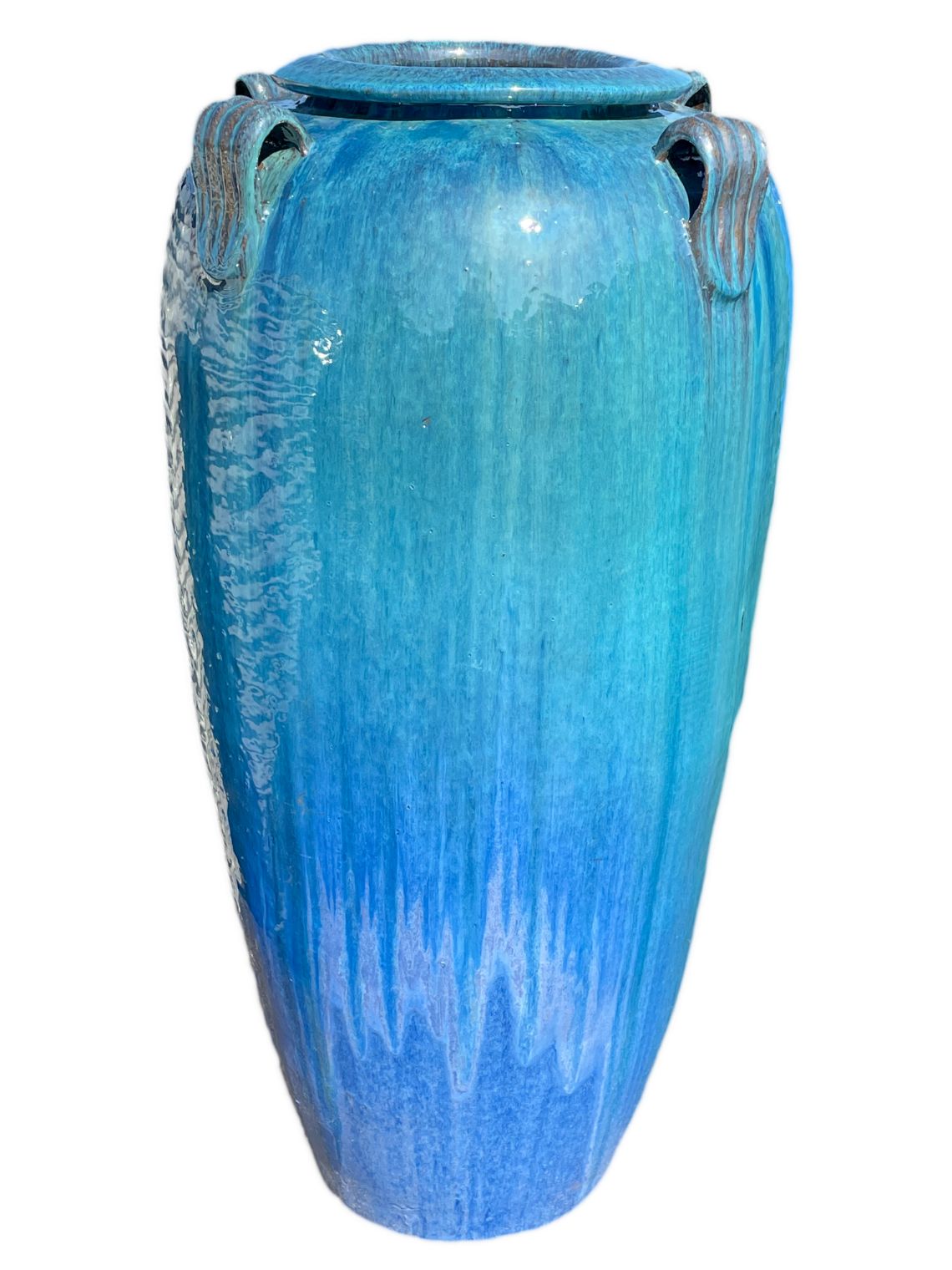 jar planter pots Aqua/Blue Ceramic Temple Jar With Handles